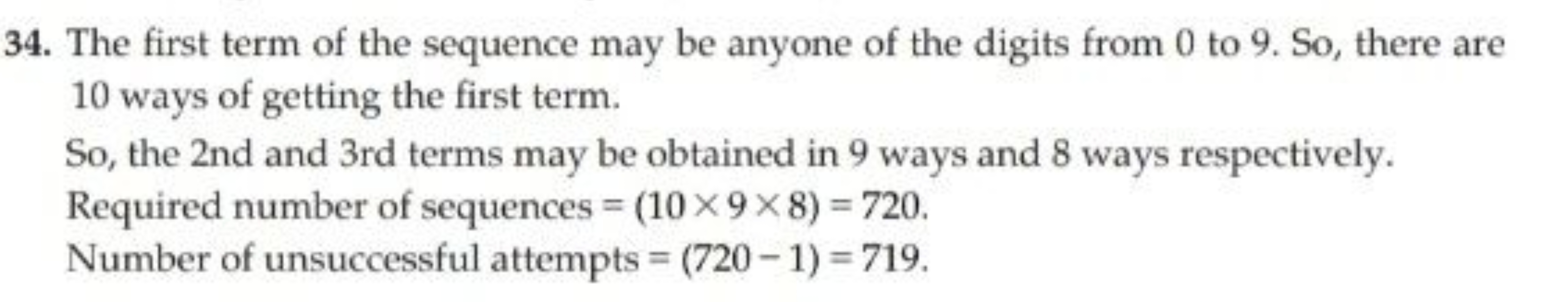 34. The first term of the sequence may be anyone of the digits from 0 