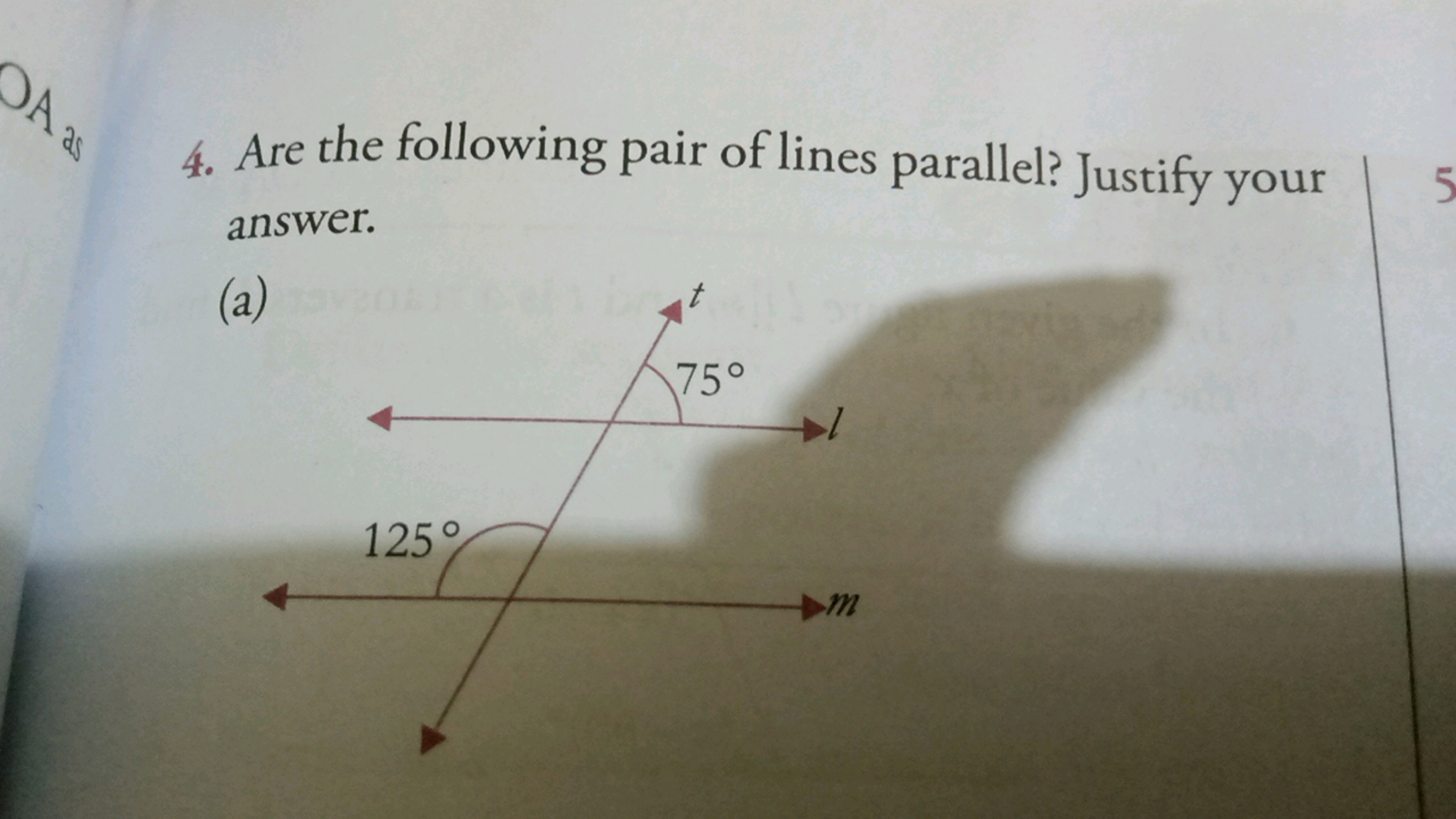 4. Are the following pair of lines parallel? Justify your answer.
(a)