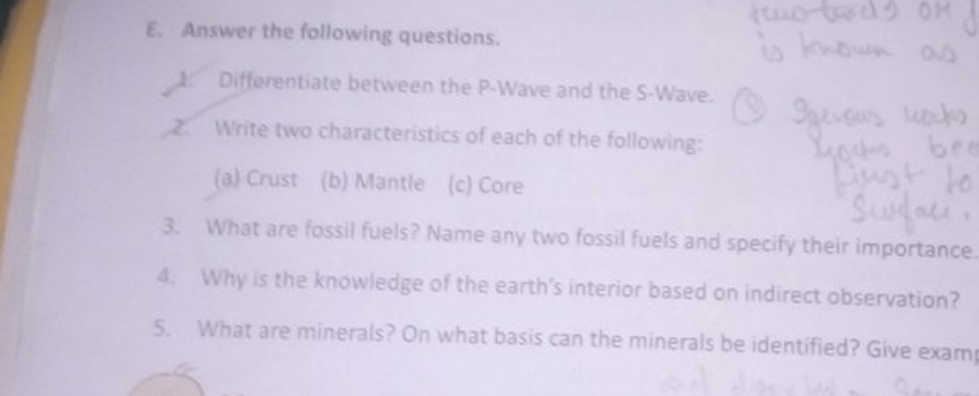 E. Answer the following questions.
1. Differentiate between the P-Wave