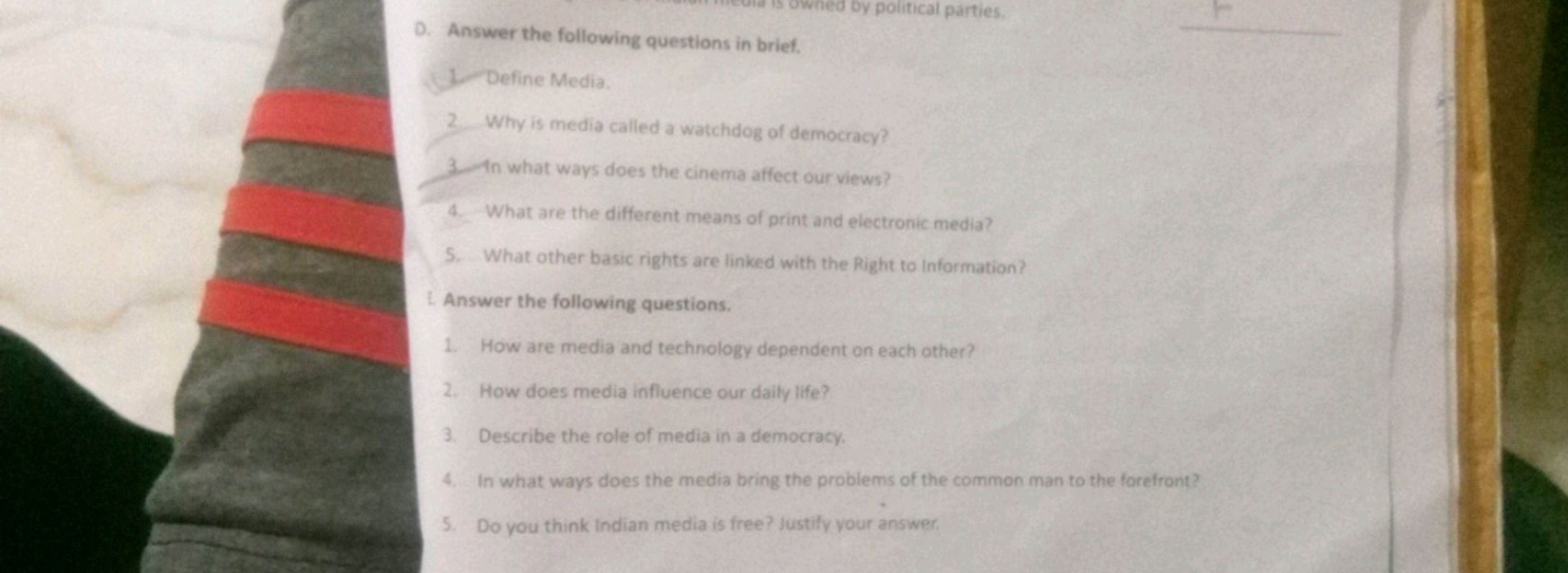 D. Answer the following questions in brief.
1. Define Medta.
2. Why is