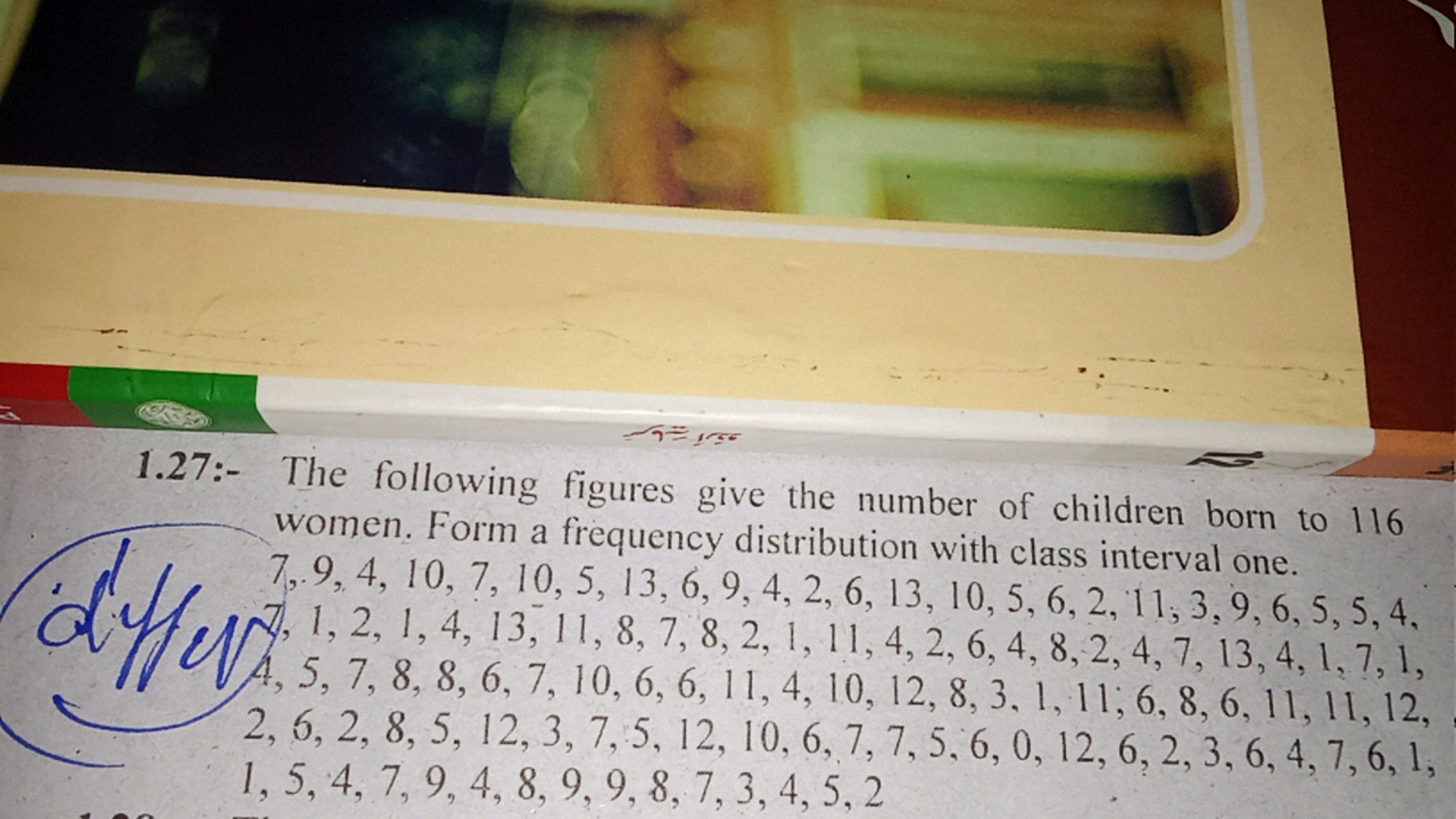 1.27:- The following figures give the number of children born to 116 w