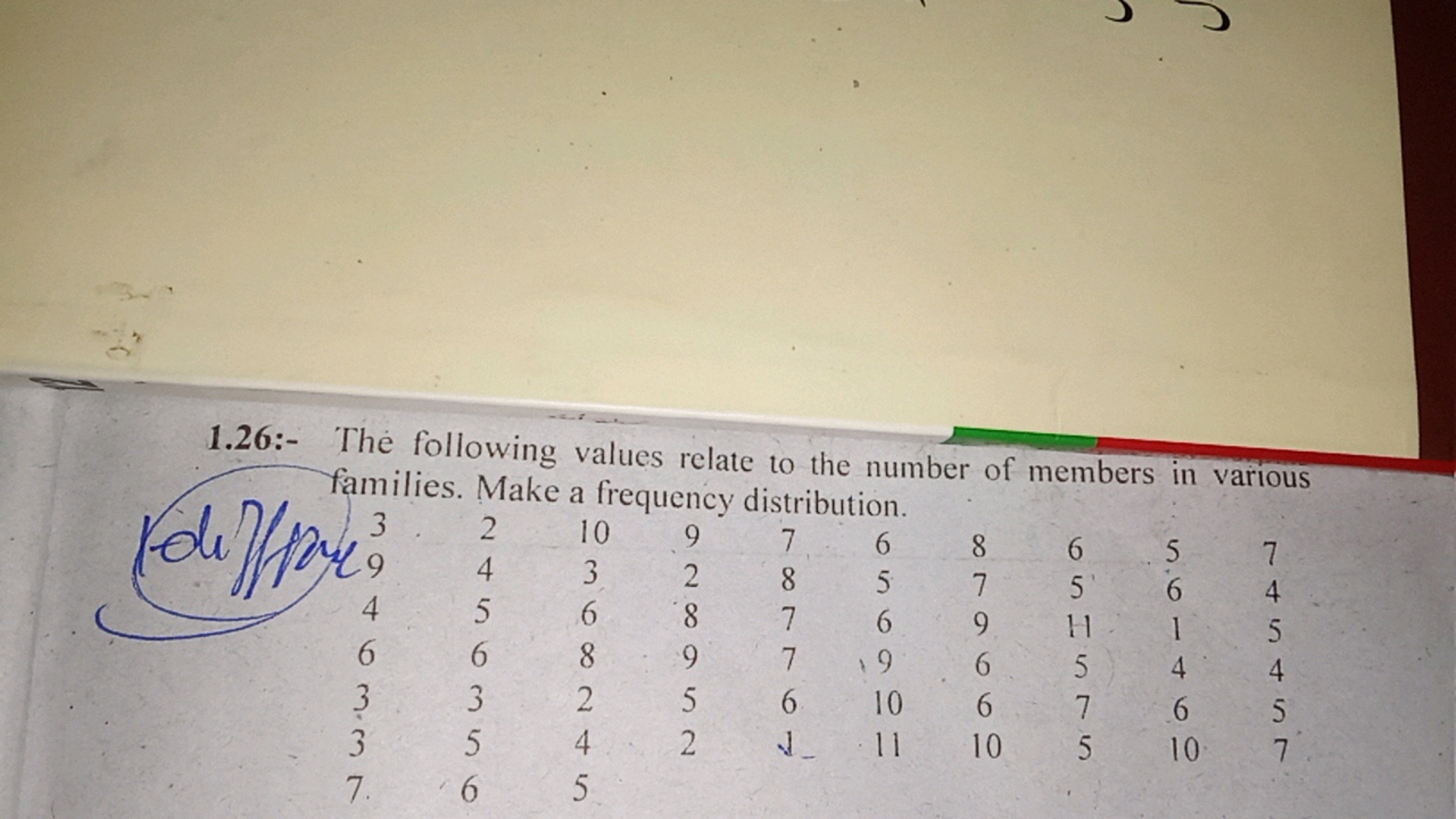 1.26:- The following values relate to the number of members in various