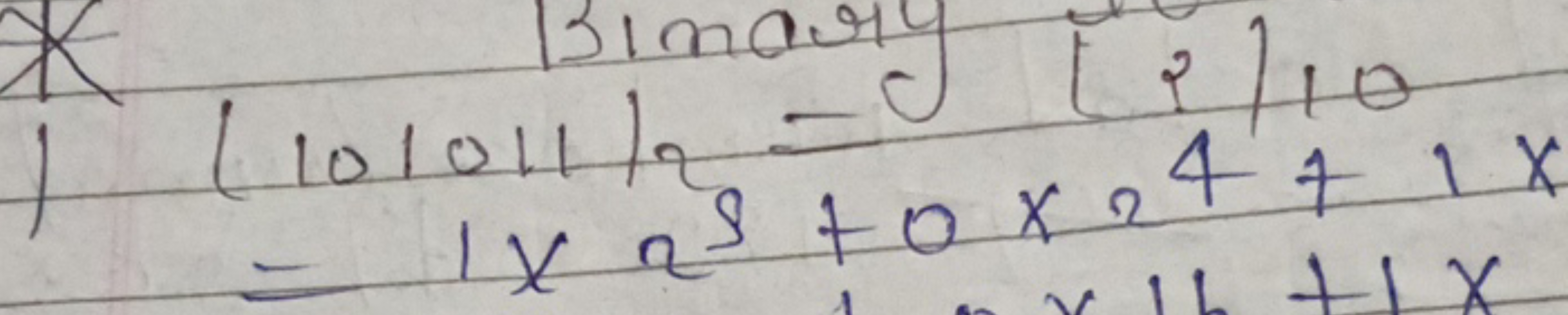 (101011)2​=1×2)10=1×a3+0×2+1x​