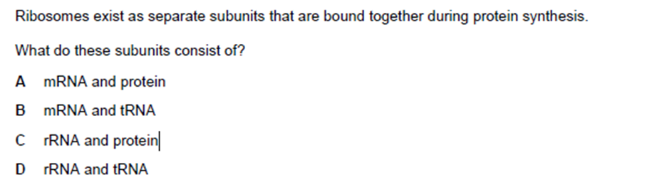 Ribosomes exist as separate subunits that are bound together during pr