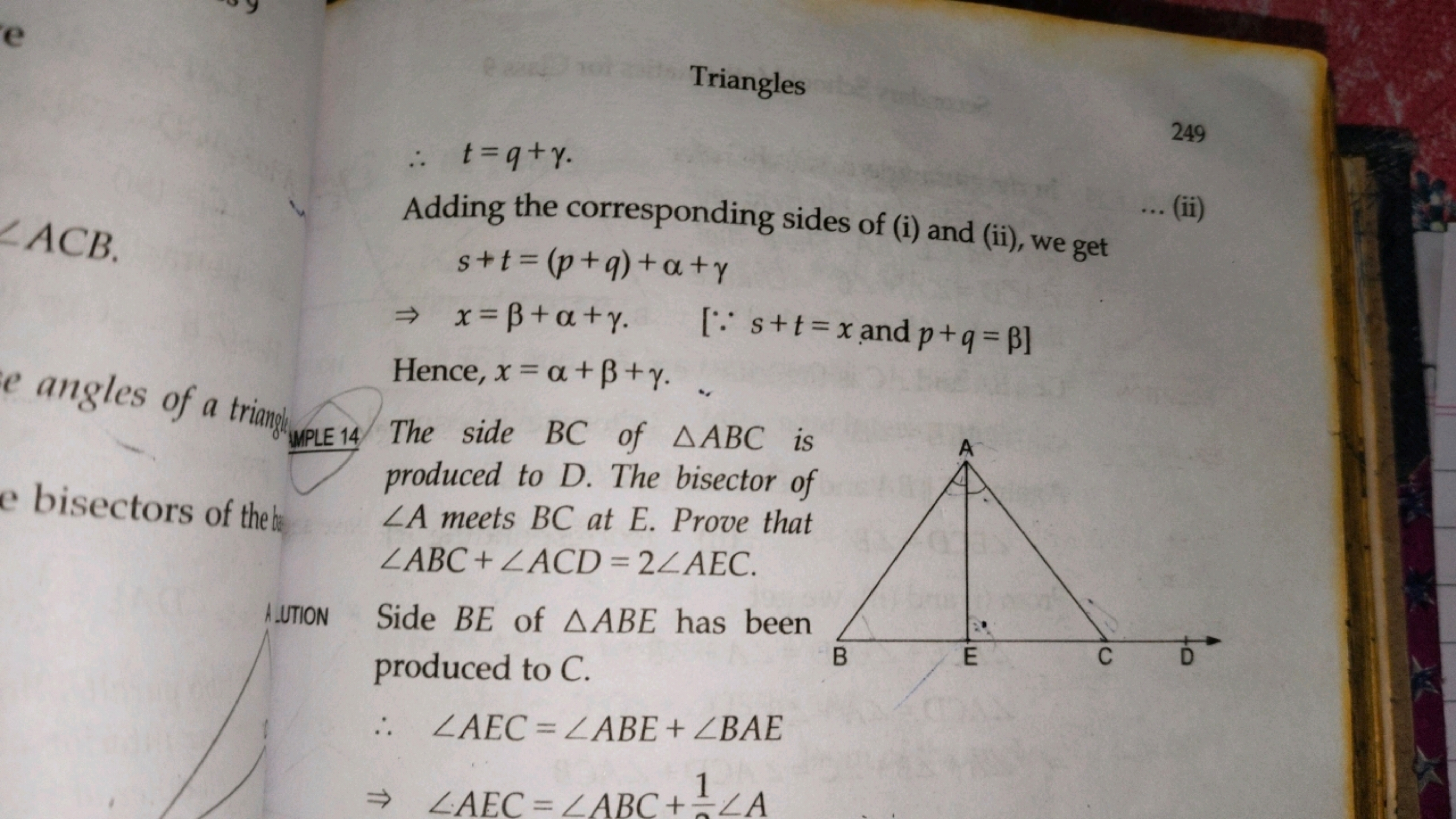 Triangles
ZACB.
: t=q+y.
Adding the corresponding sides of (i) and (ii