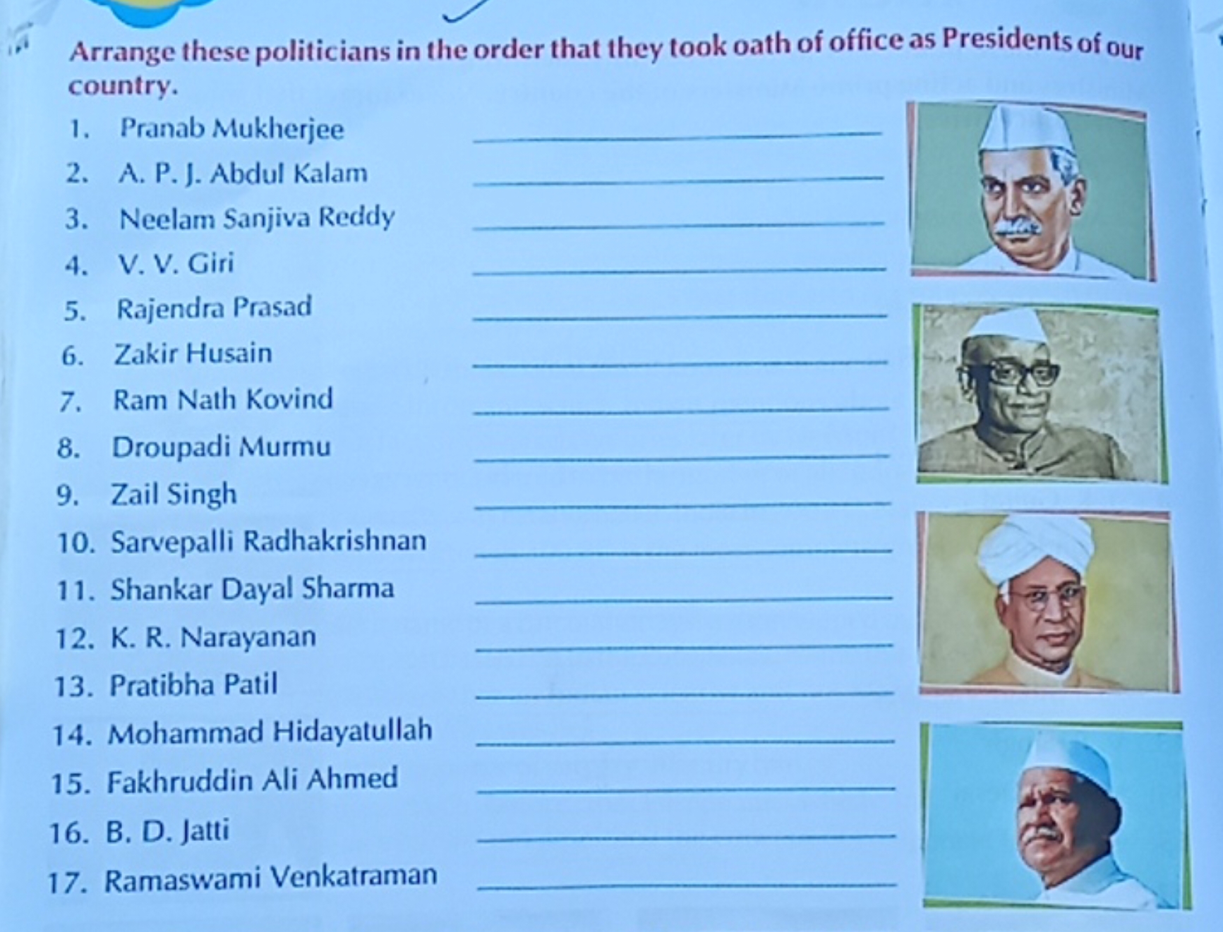 Arrange these politicians in the order that they took oath of office a