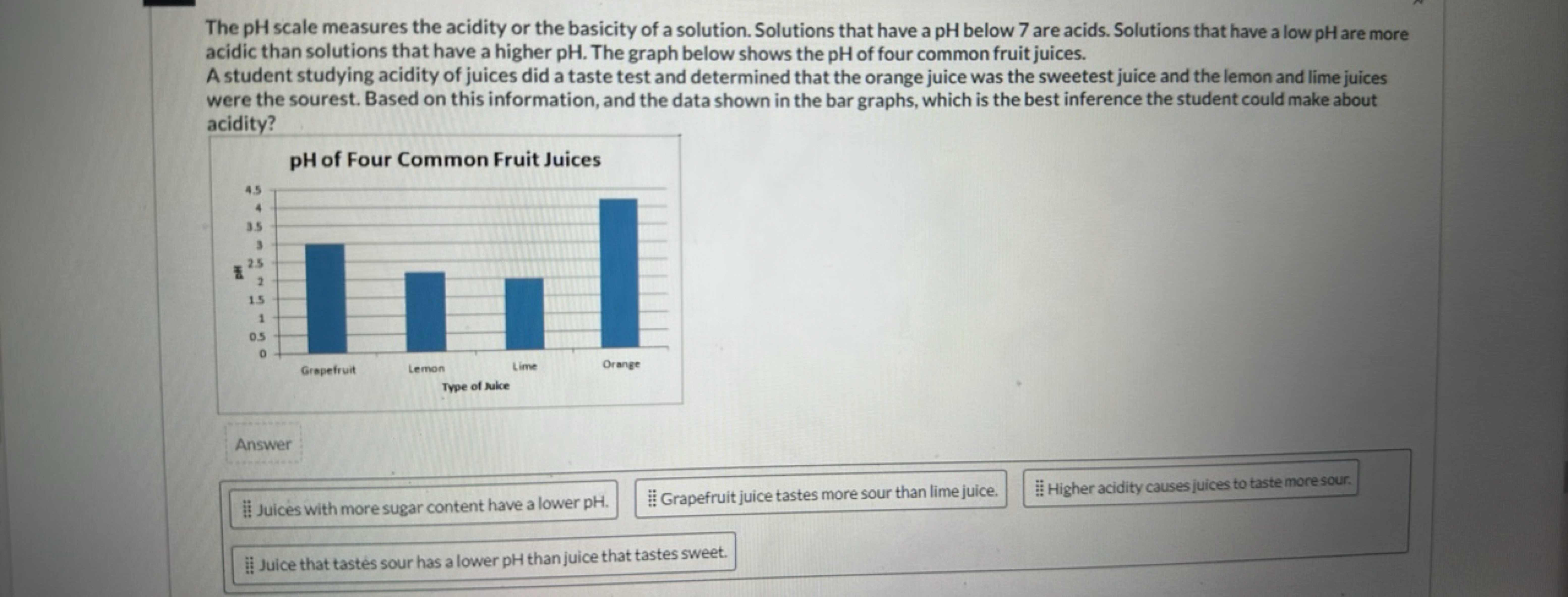 The pH scale measures the acidity or the basicity of a solution. Solut