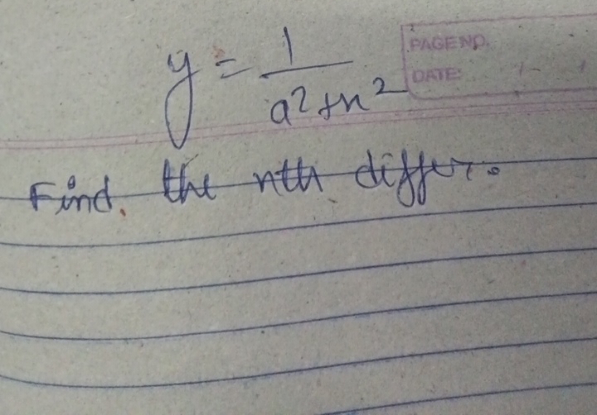 y=a2+x21​

Find, the nth differ.