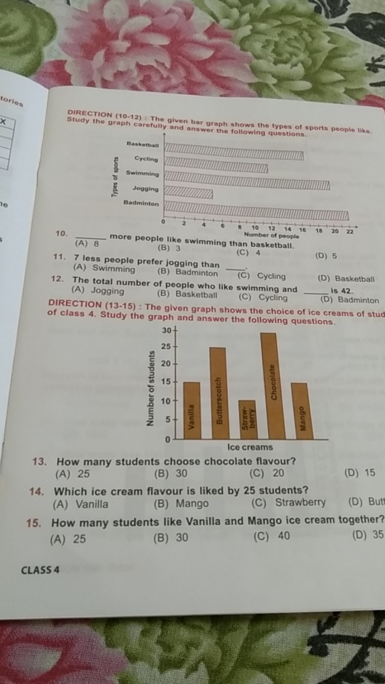 DIRECTION (10-12) : The given bar graph shows the types of sports peop