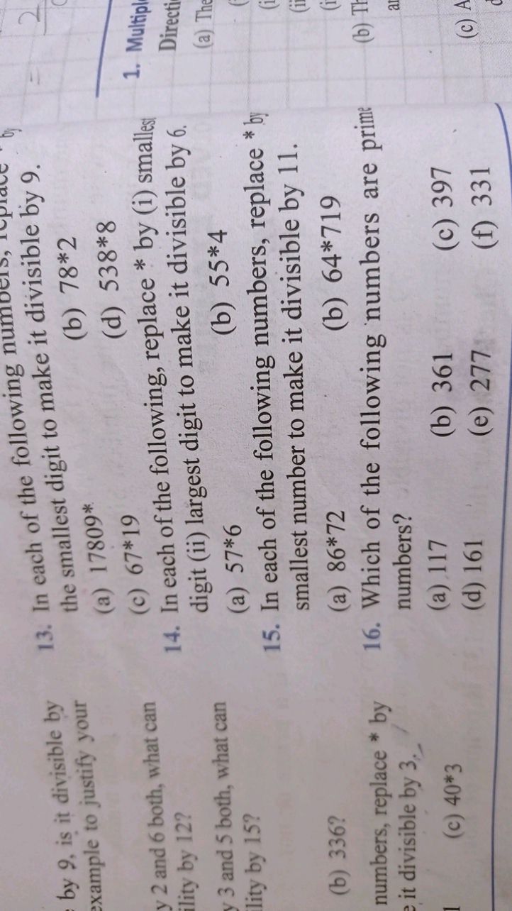 by 9 , is it divisible by example to justify your y 2 and 6 both, what