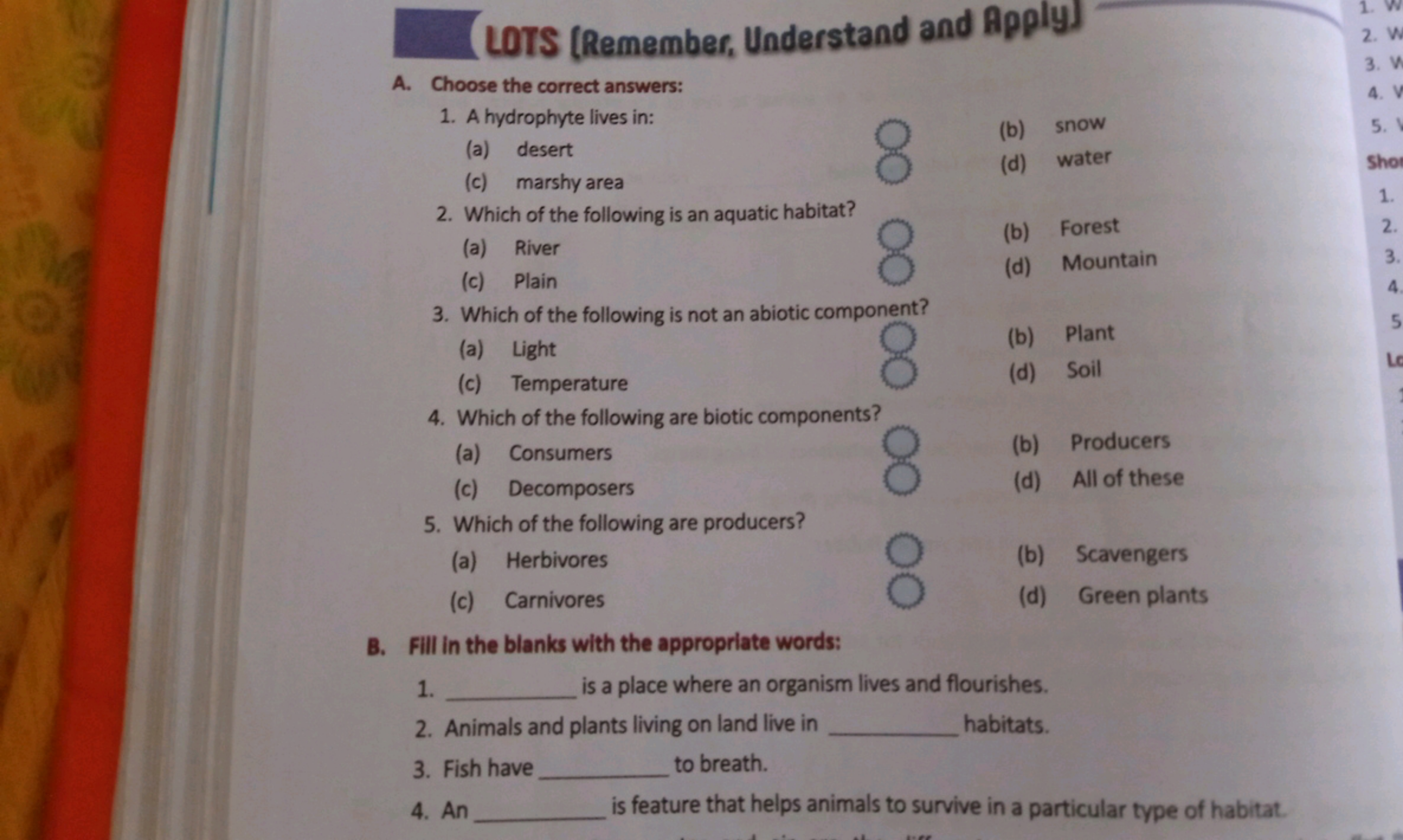 03
LOTS (Remember, Understand and Apply
A. Choose the correct answers: