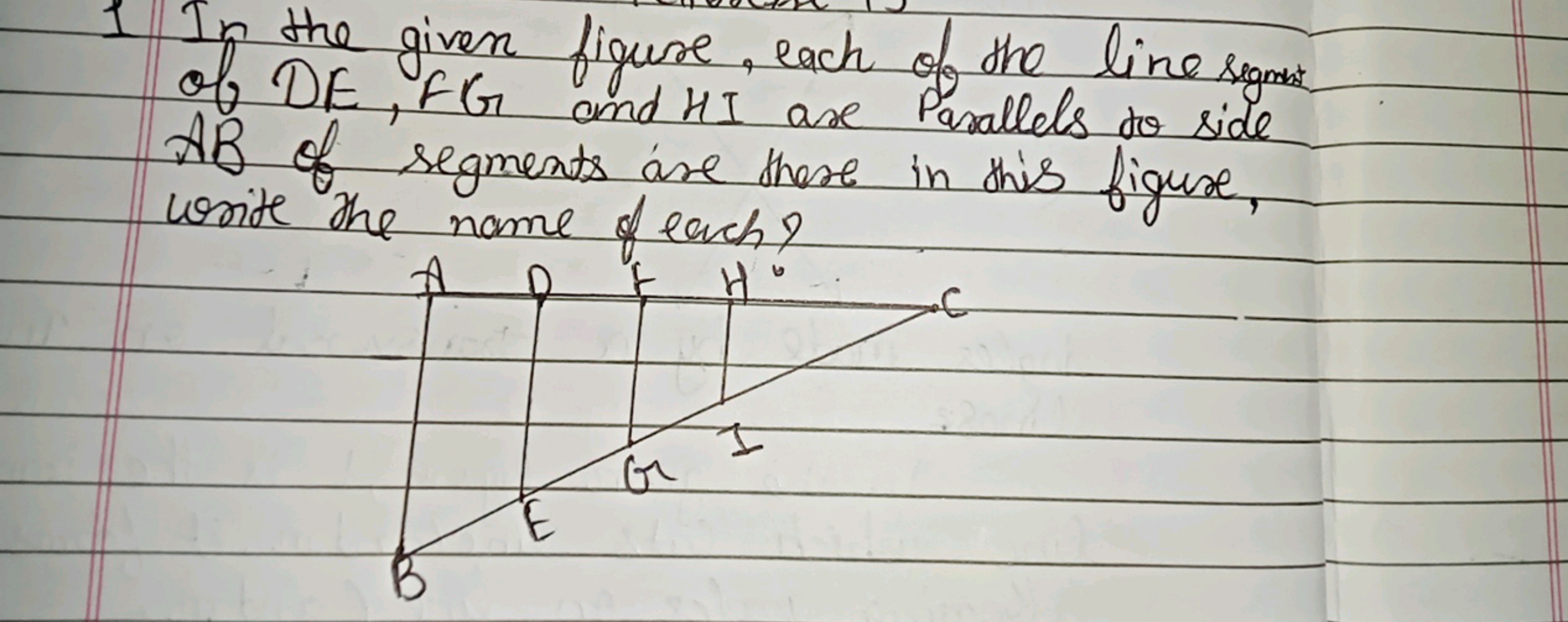 1 In the given figure, each of the line signet of DF,FG and HI are P a