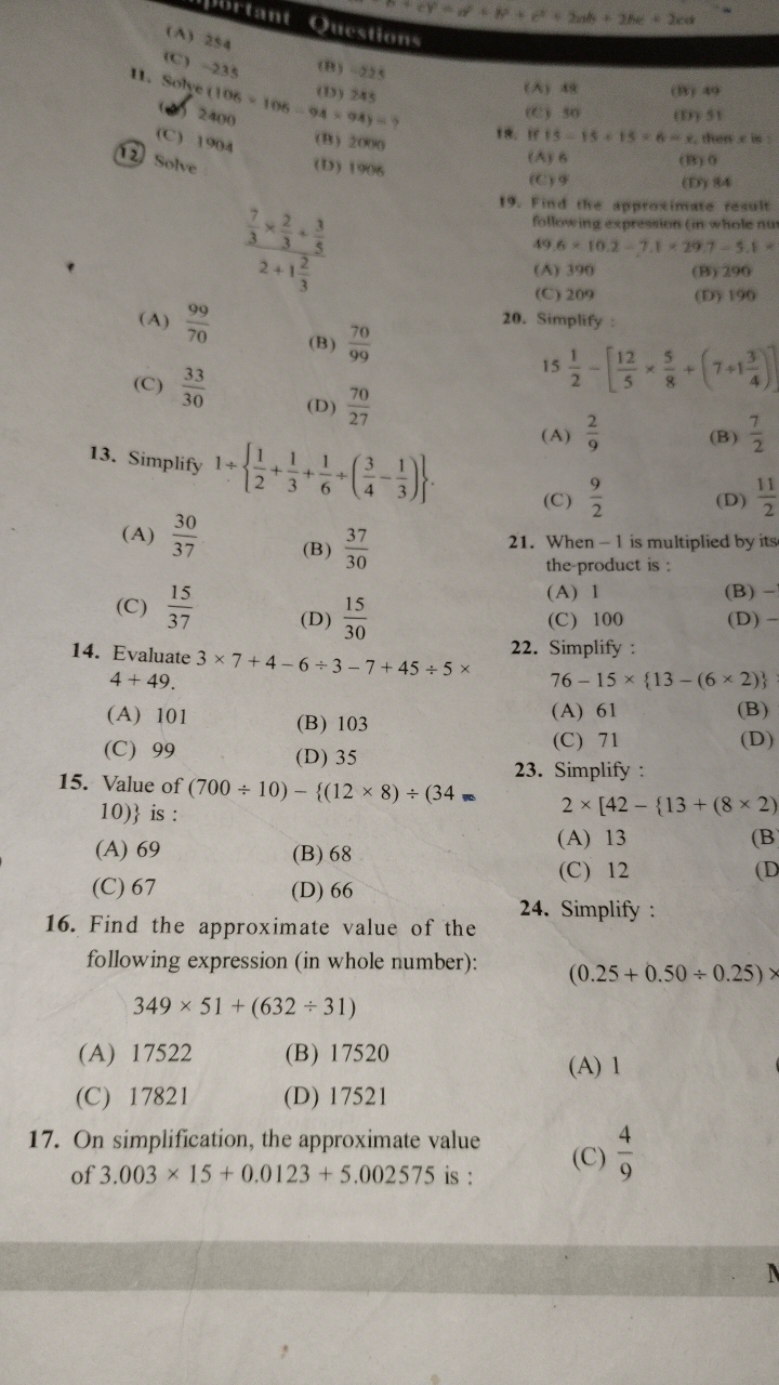 Tant Gincstions
2uth + 2he + 2ket
(a) 2400
(B) 49
(12) (C) 1004
×106−9