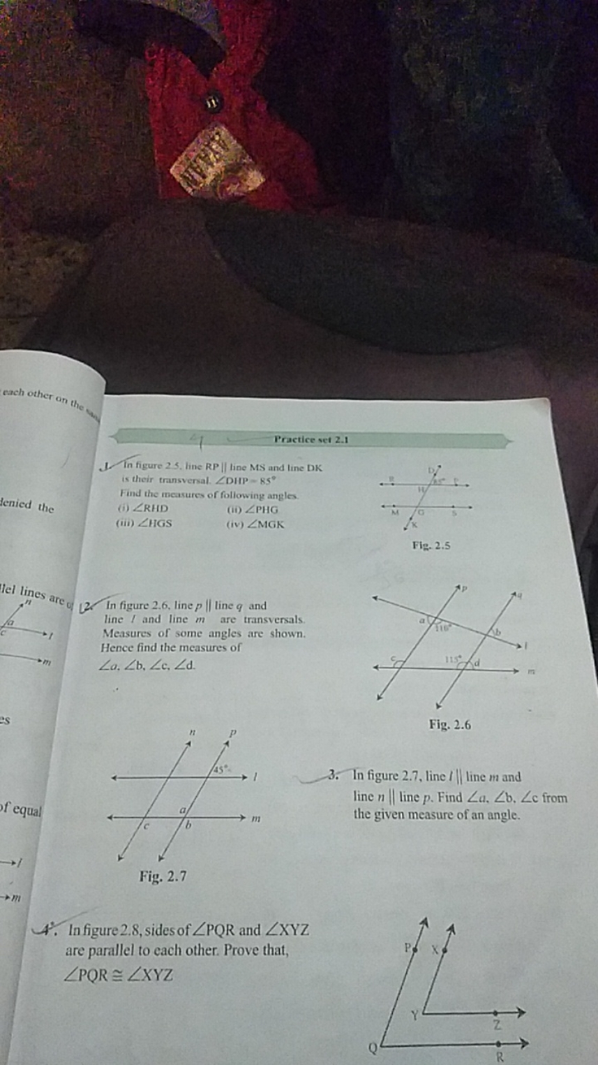 Practice set 2.1
In figure 25. line RP || line MS and line DK is their