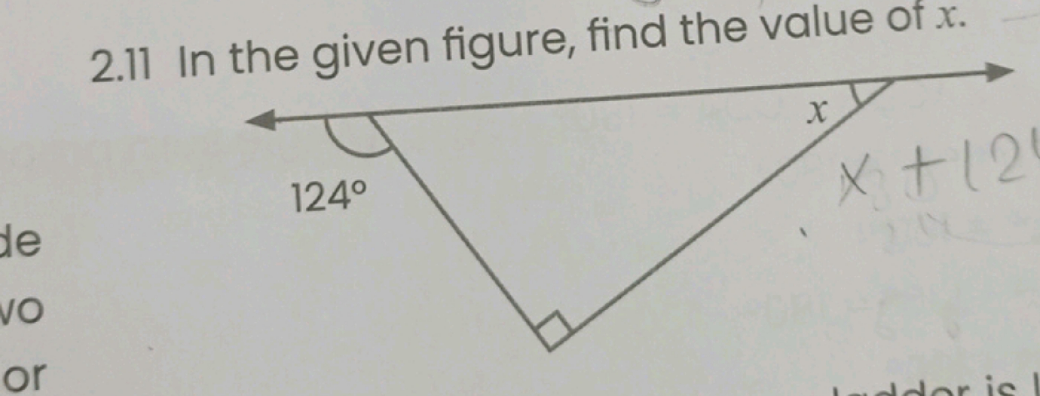 2.11 In the given figure, find the value of x.