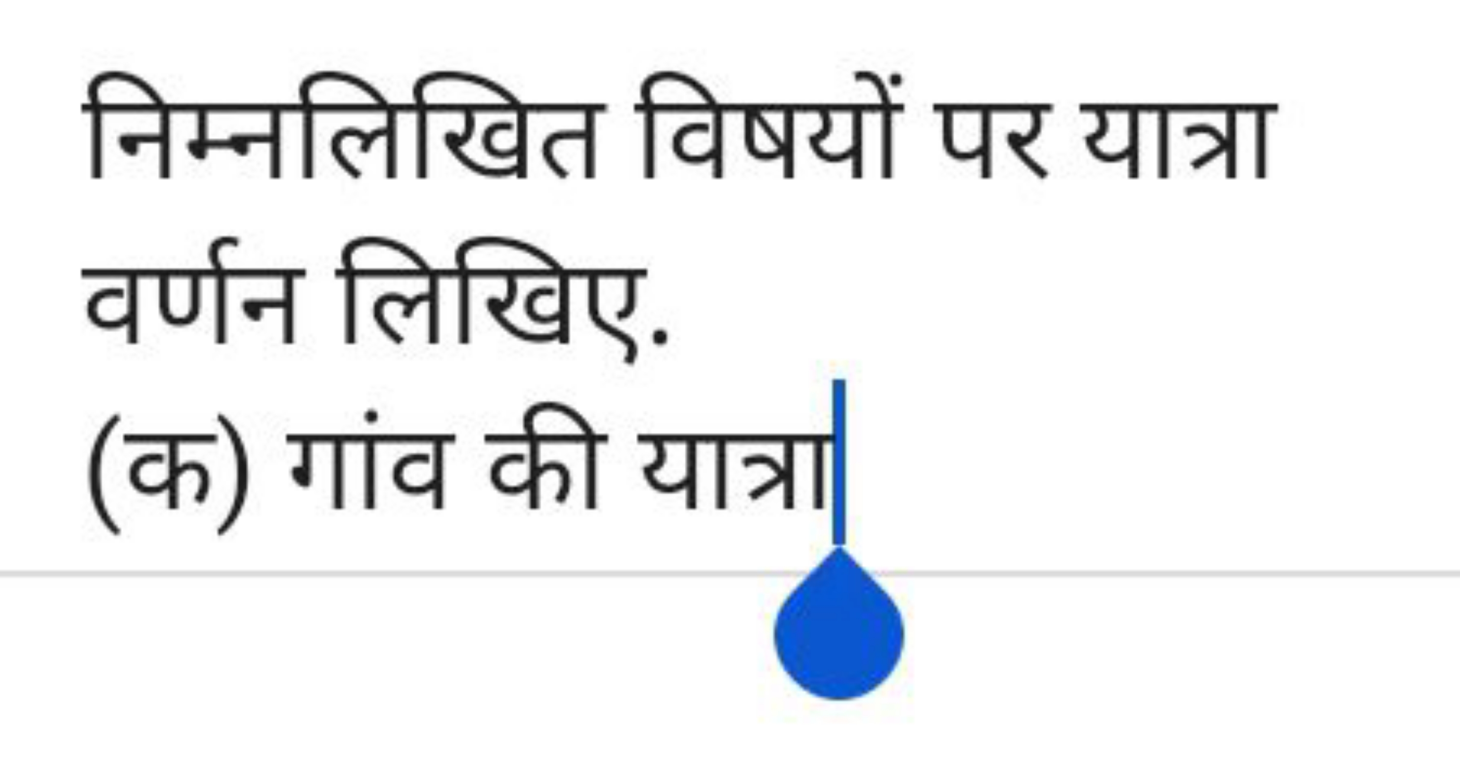 निम्नलिखित विषयों पर यात्रा वर्णन लिखिए.
(क) गांव की यात्रा