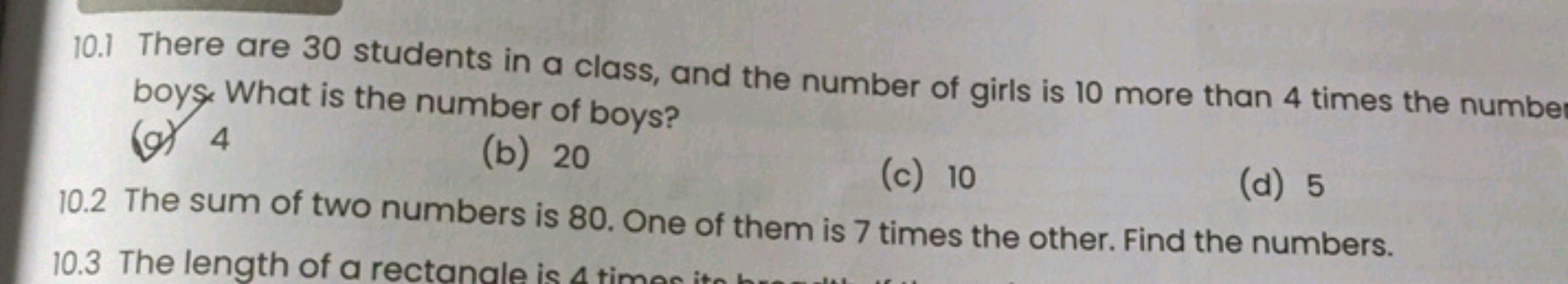 10.1 There are 30 students in a class, and the number of girls is 10 m