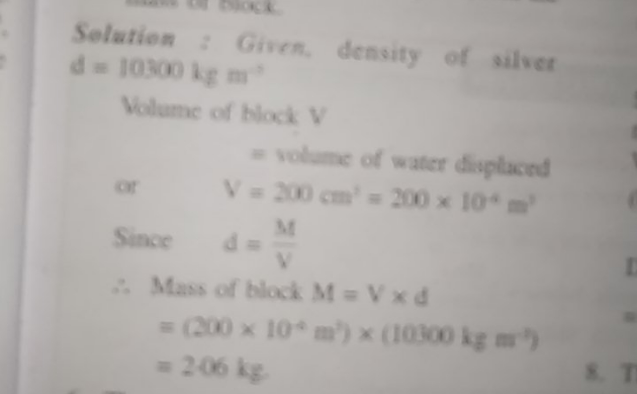 Selation : Given density of silver d=10300 kg m3

Whame of blodi V
= v