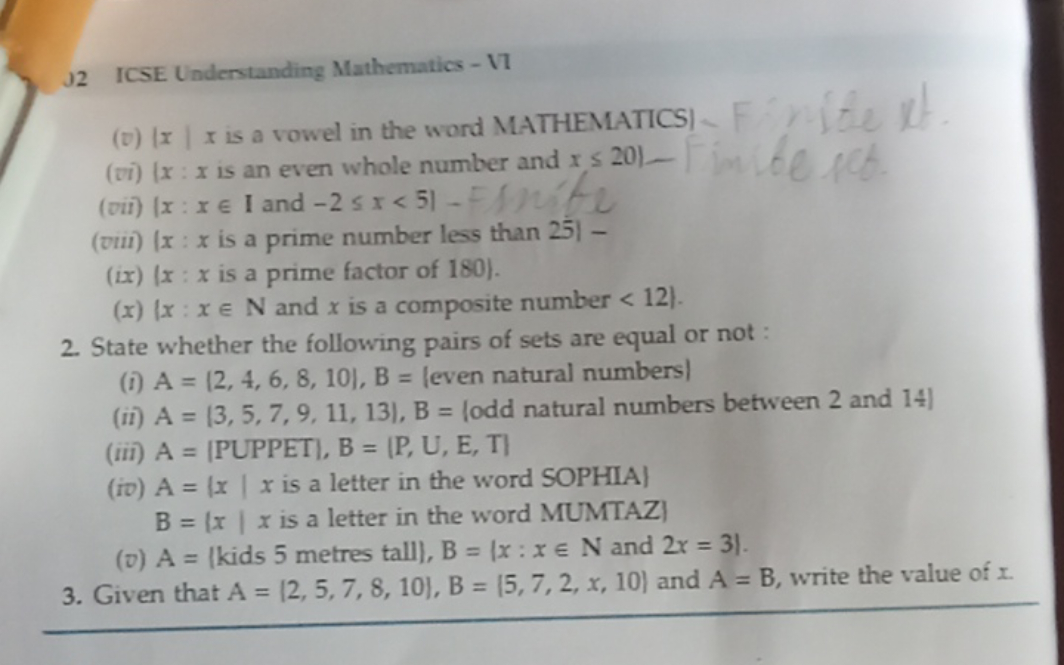 J2 ICSE Understanding Mathematics - VI
(v) ∣x∣x is a vowel in the word