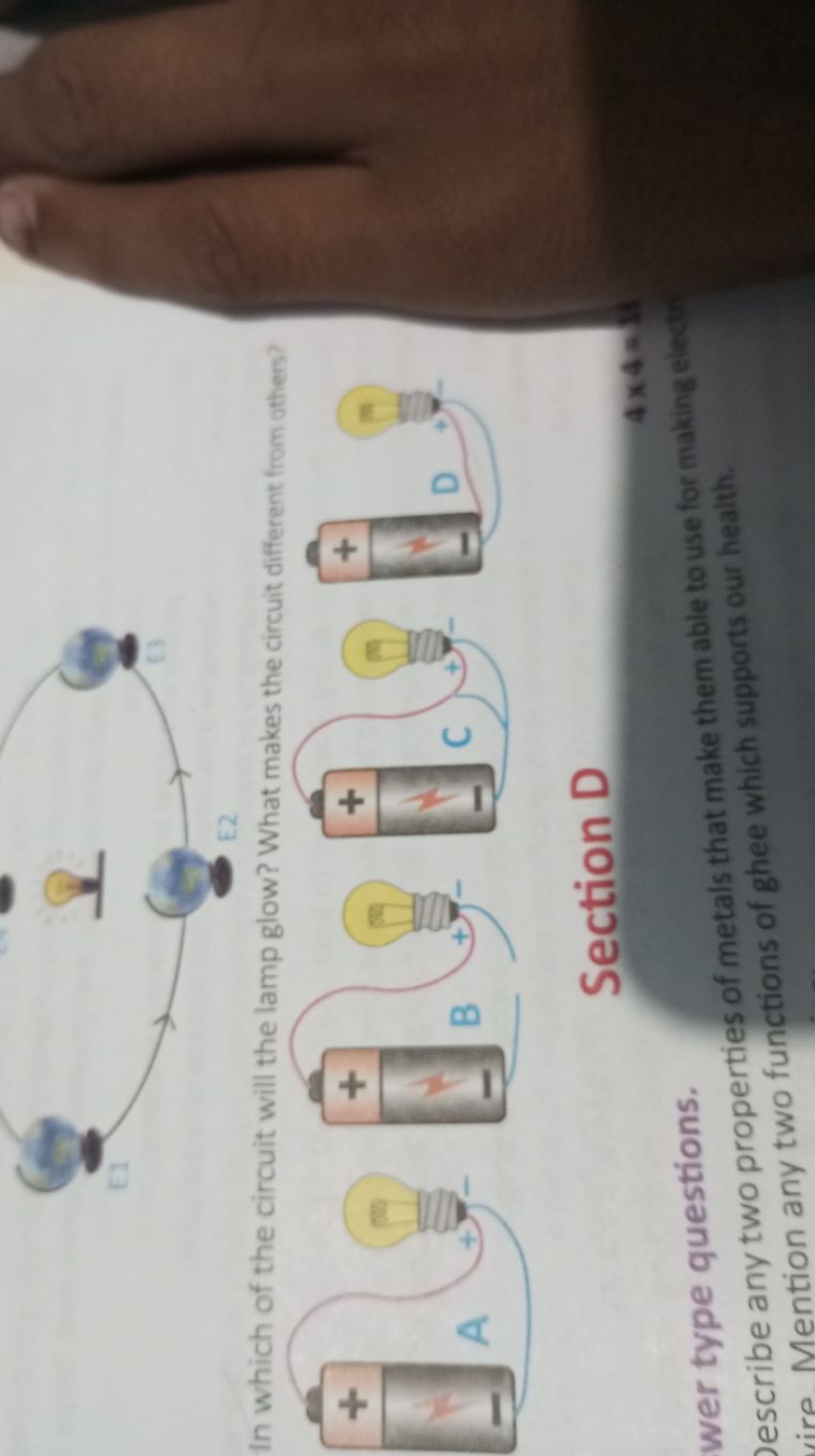 In which of the circuit will the lamp glow? What makes the circuit dif