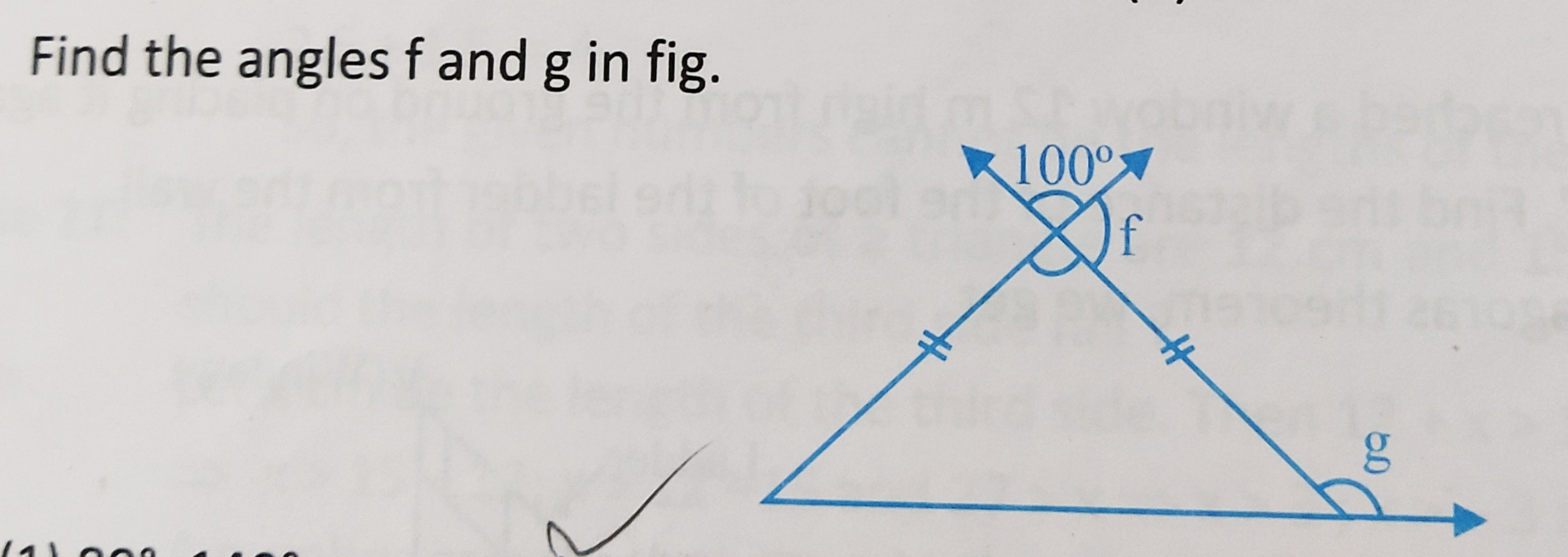 Find the angles f and g in fig.