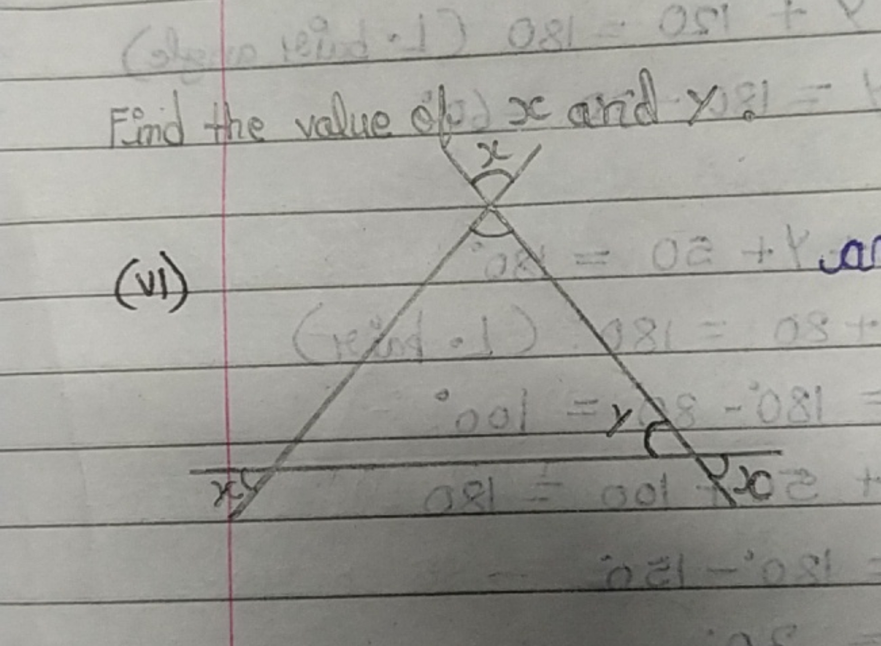 Find the value of x and y :
(vi)