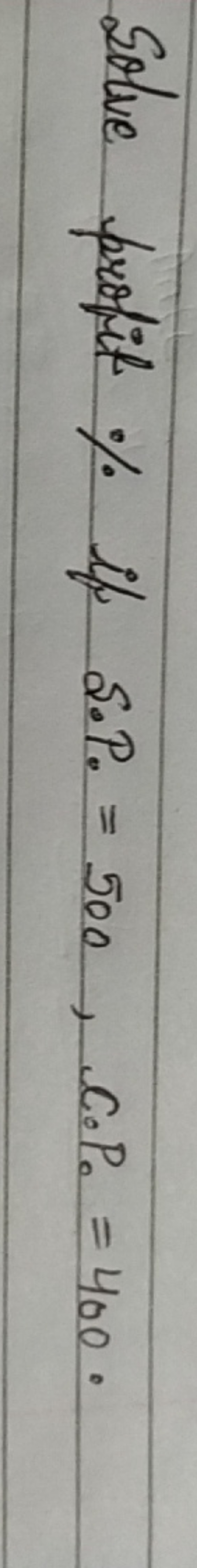 Solve profit % if s. P0​=500,C0​P0​=400.