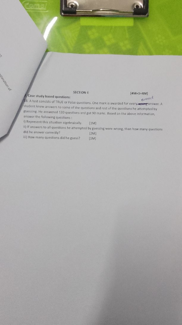 Case study based questions:
SECTION E
[4M×1=4M ]
costect
18. A test co