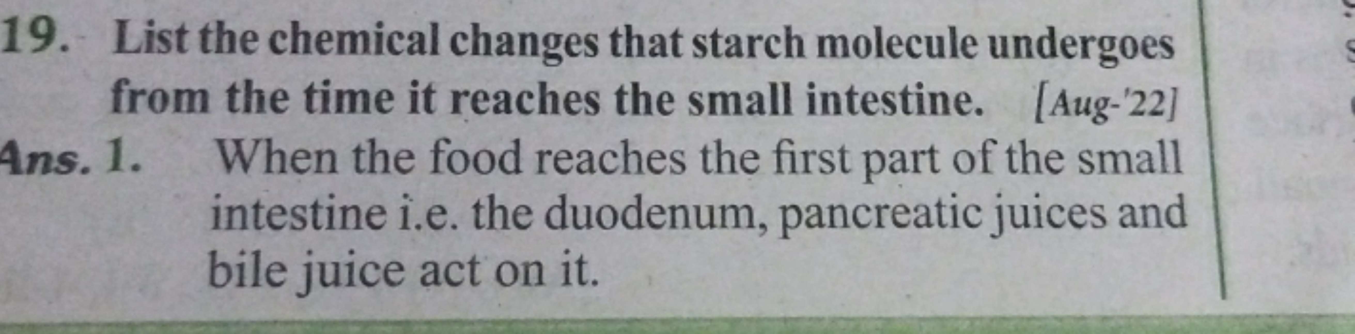 19. List the chemical changes that starch molecule undergoes from the 