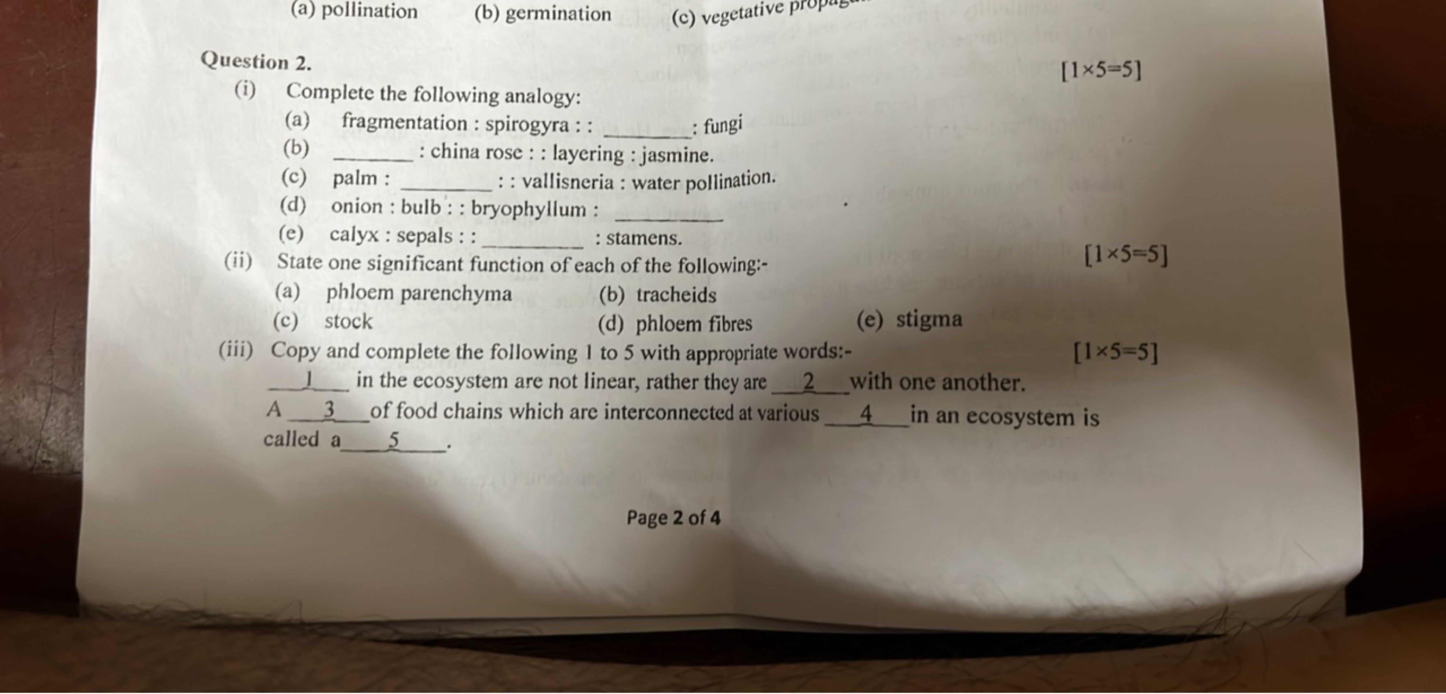 (a) pollination
(b) germination
(c) vegetative p

Question 2.
(i) Comp