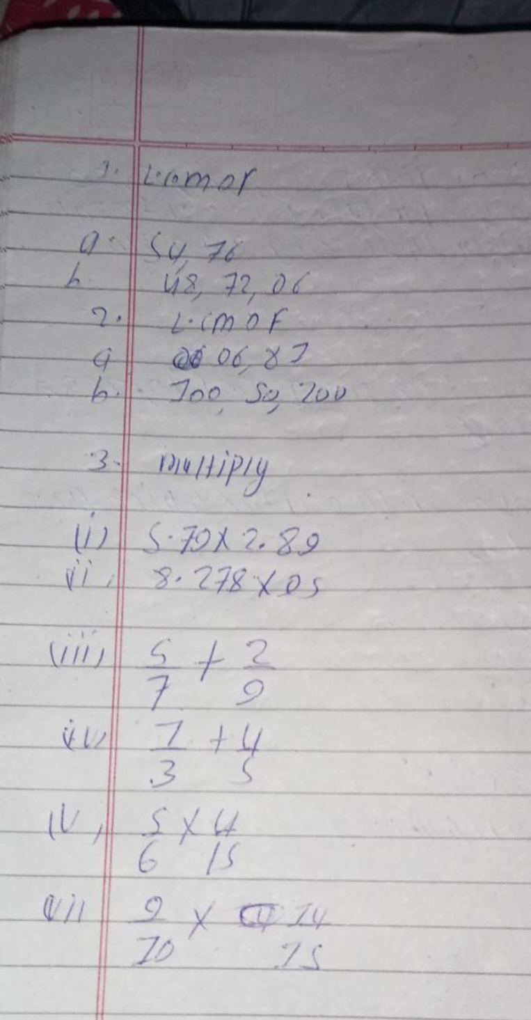 1. Liomor
a. 44,76
h. 48,72,06
2. L.IMOF
a 0006,γ7
b. 100,50,700
3. Mr