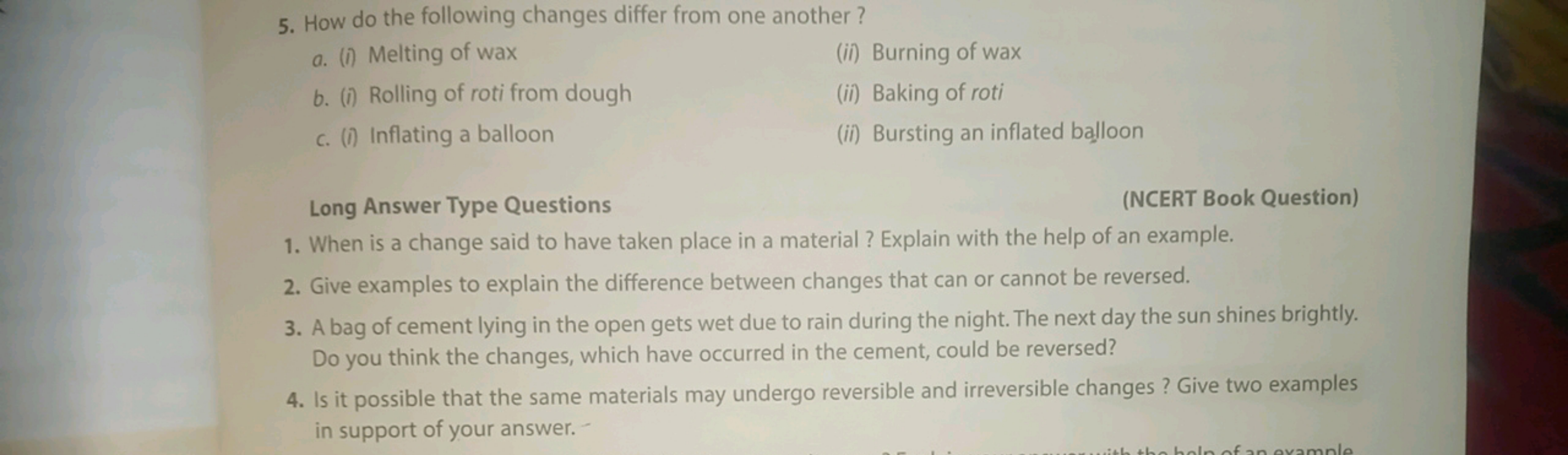 5. How do the following changes differ from one another ?
a. (i) Melti