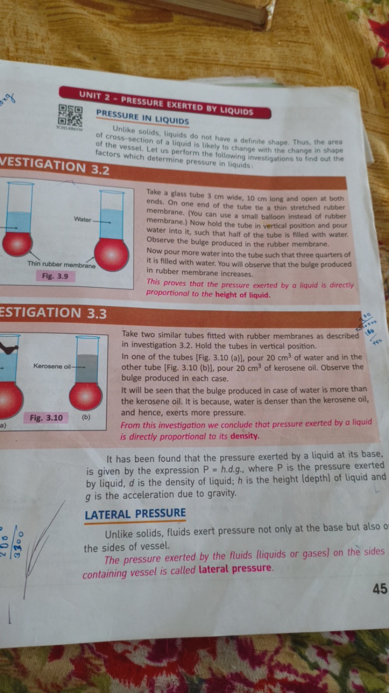 UNIT 2 - PRESSURE EXERTED BY LIQUIDS
PRESSURE IN LIQUIDS
Unlike solids