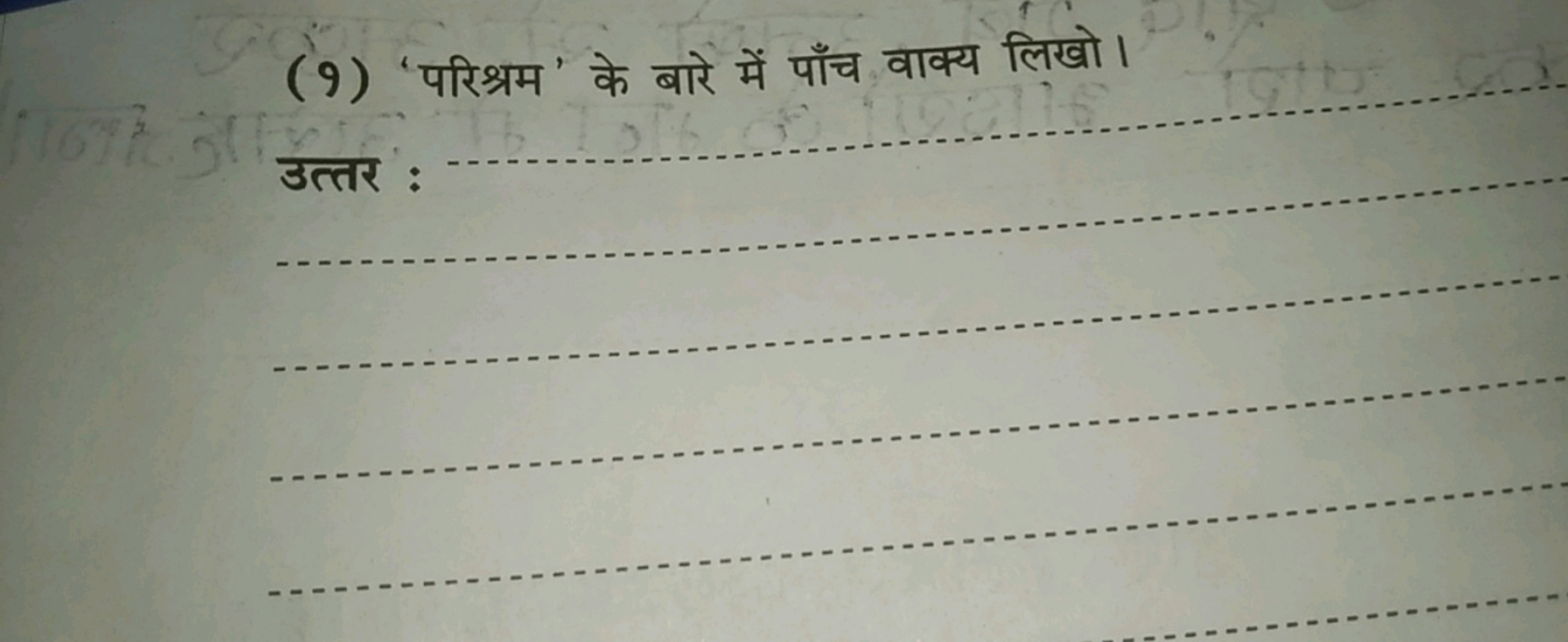 (9) 'परिश्रम' के बारे में पाँच वाक्य लिखो।