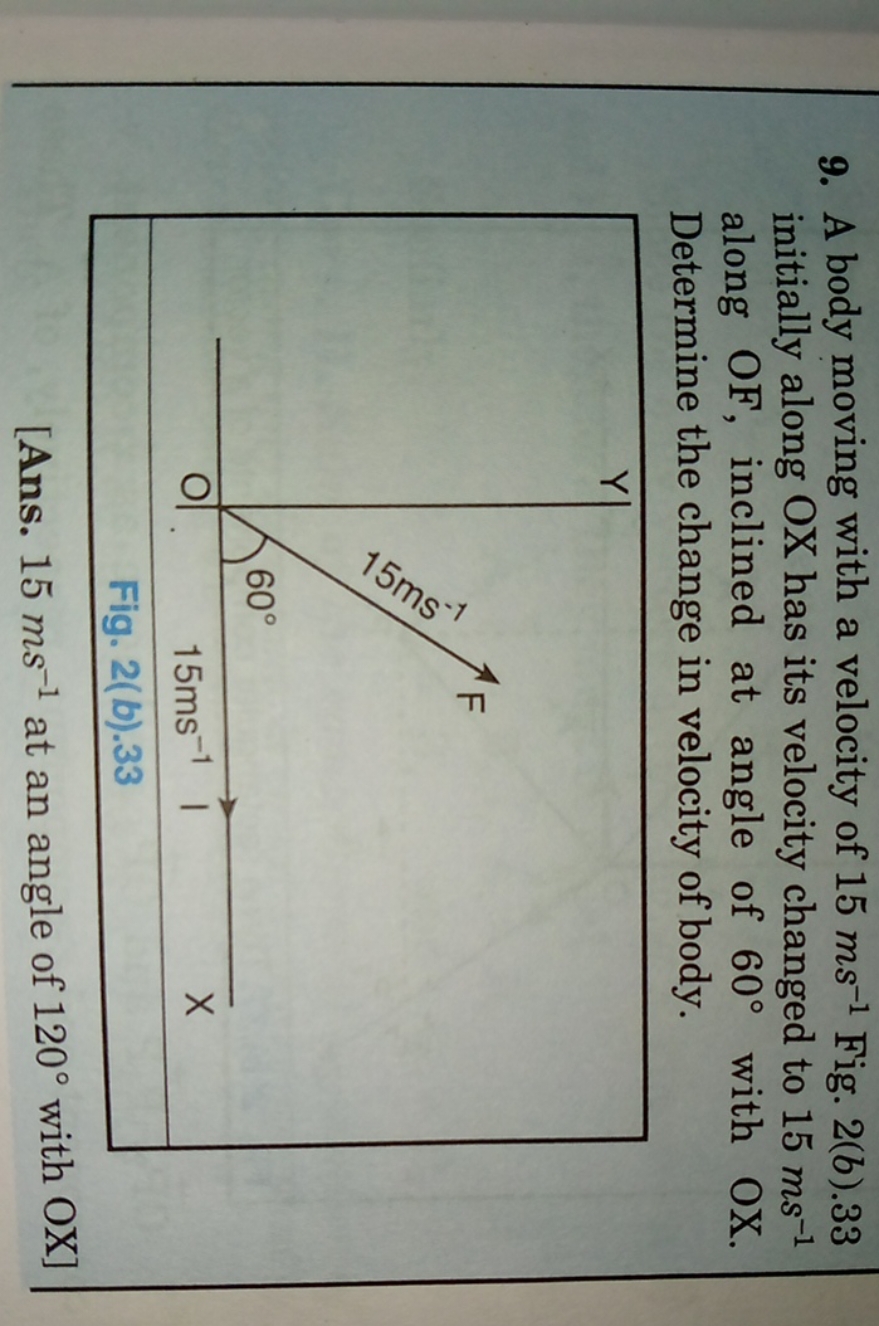 9. A body moving with a velocity of 15 ms−1 Fig. 2(b). 33 initially al