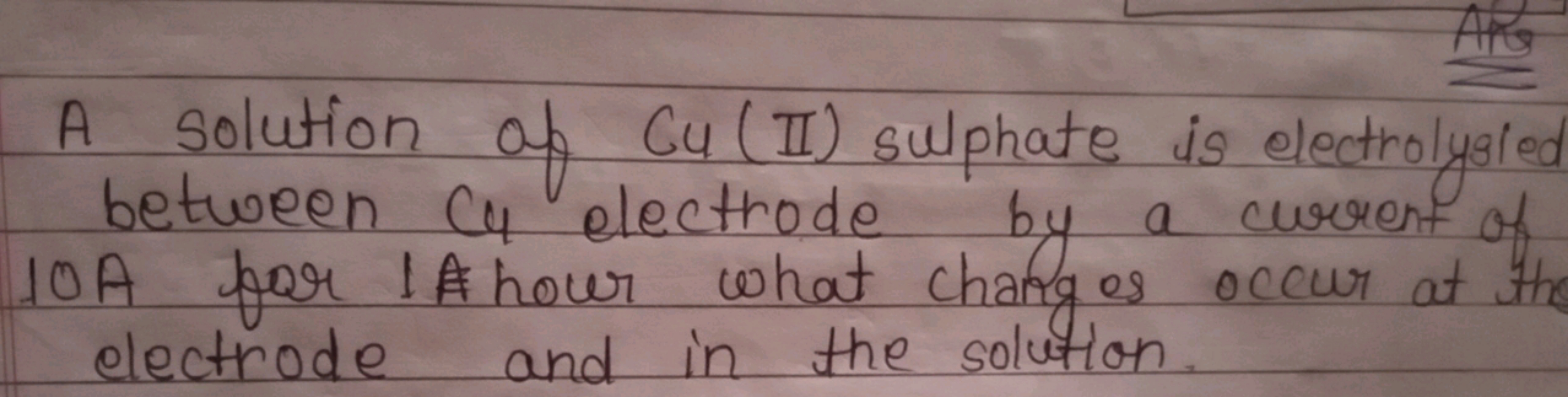 A solution of Cu (II) sulphate is electrolygled between cu electrode b