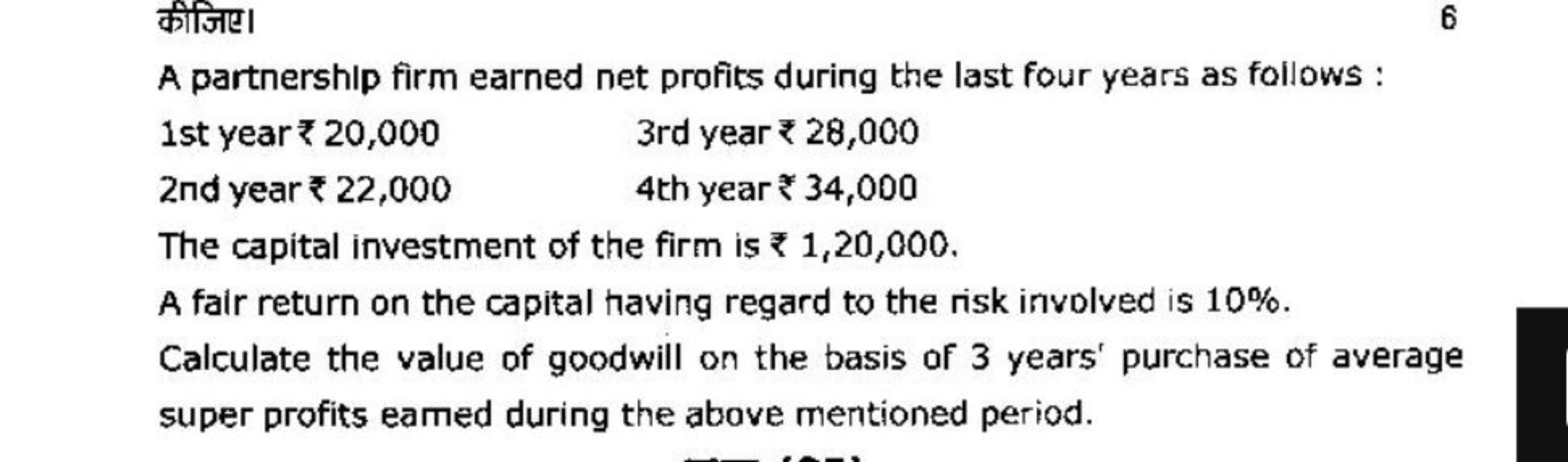 कीजिए।
6
A partnershlp firm earned net profits during the last four ye