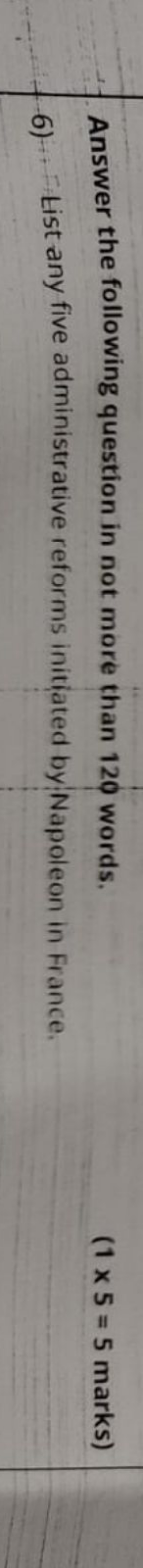 Answer the following question in not more than 120 words.
 ( 1×5=5 mar