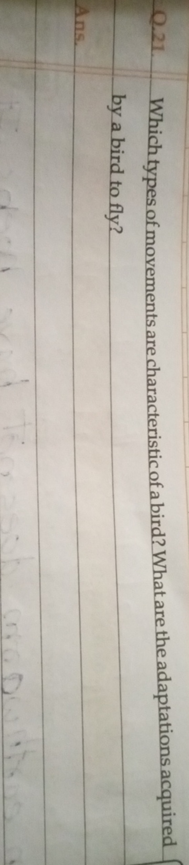 Q.21. Which types of movements are characteristic of a bird? What are 