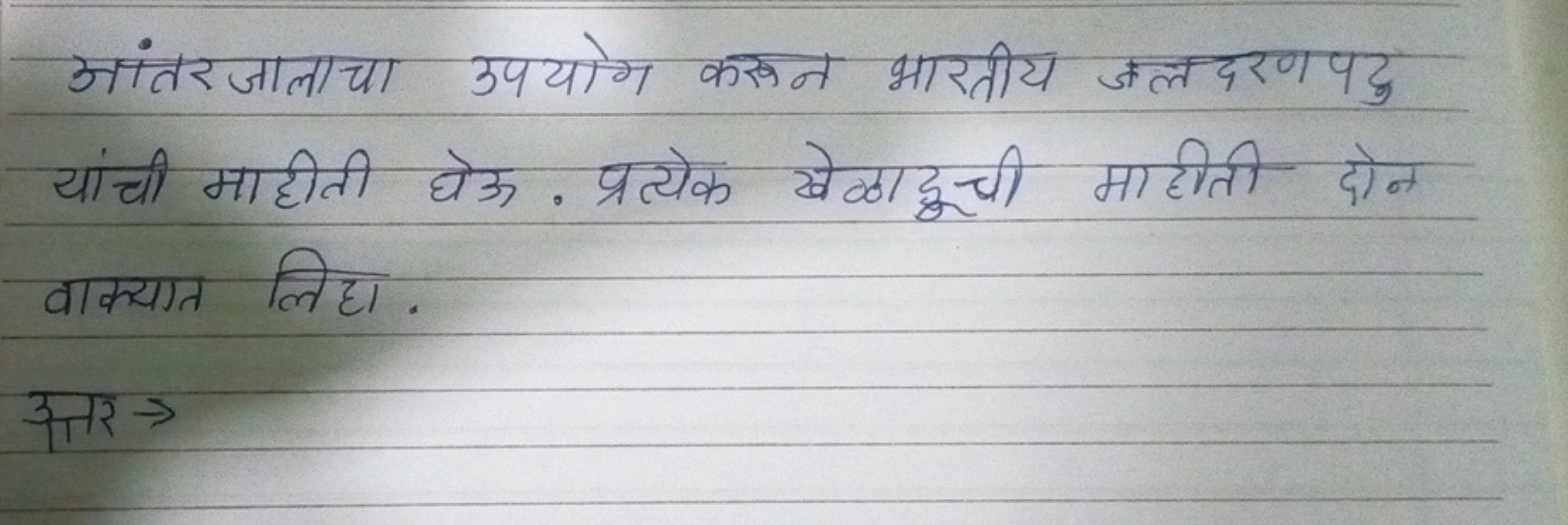 आंतरजालाचा उपयोग करून भारतीय जलदरणपदु यांची माहीती घेऊ . प्रत्येक खेक्