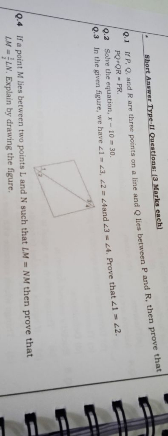 Short Answer Type-II Questions: (3 Marks each)
Q. 1 If P,Q, and R are 