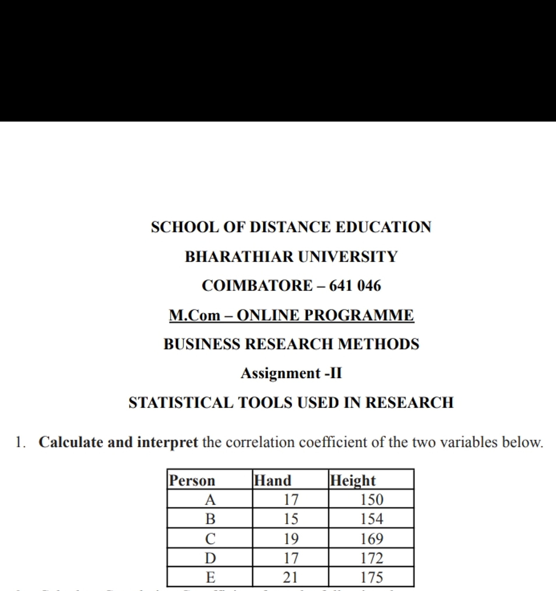 SCHOOL OF DISTANCE EDUCATION
BHARATHIAR UNIVERSITY
COIMBATORE - 641046