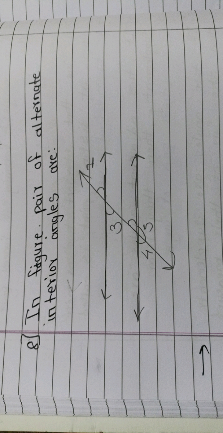 8. In figure. pair of alternate interior angles are: