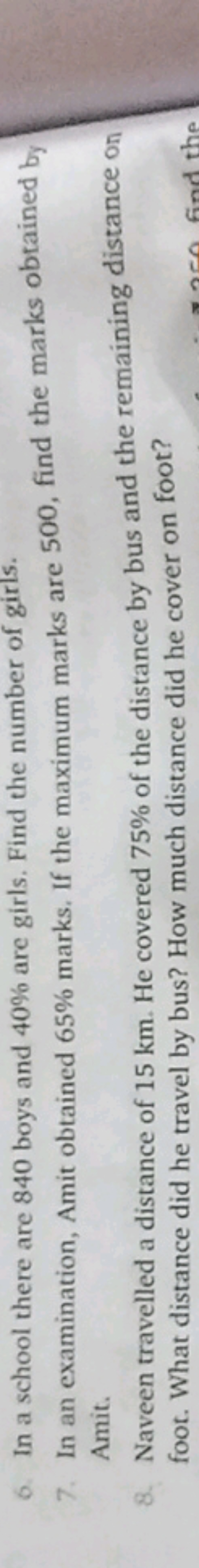 6. In a school there are 840 boys and 40% are girls. Find the number o