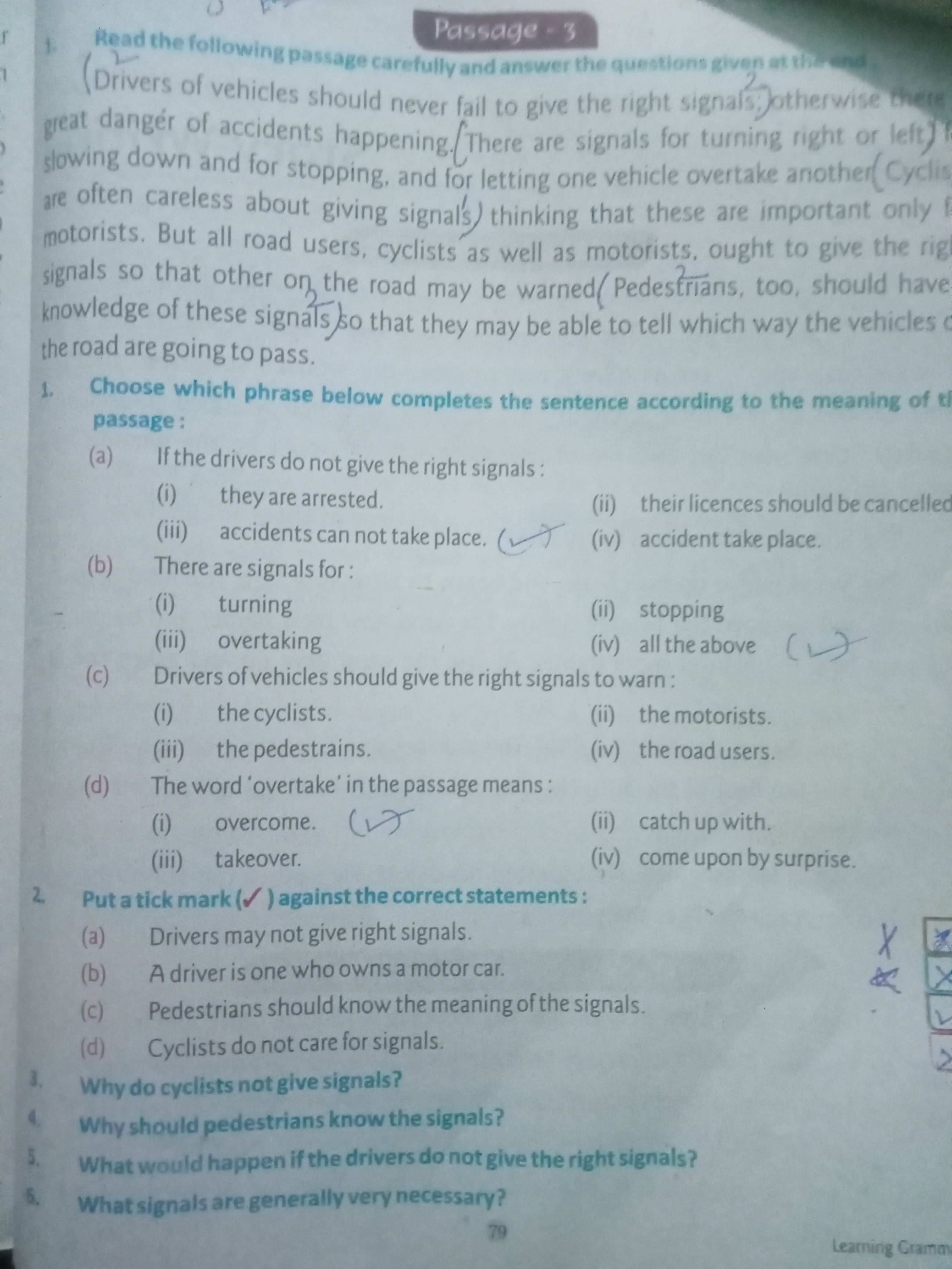 Passage = 3
1. Read the following passage carefully and answer the que