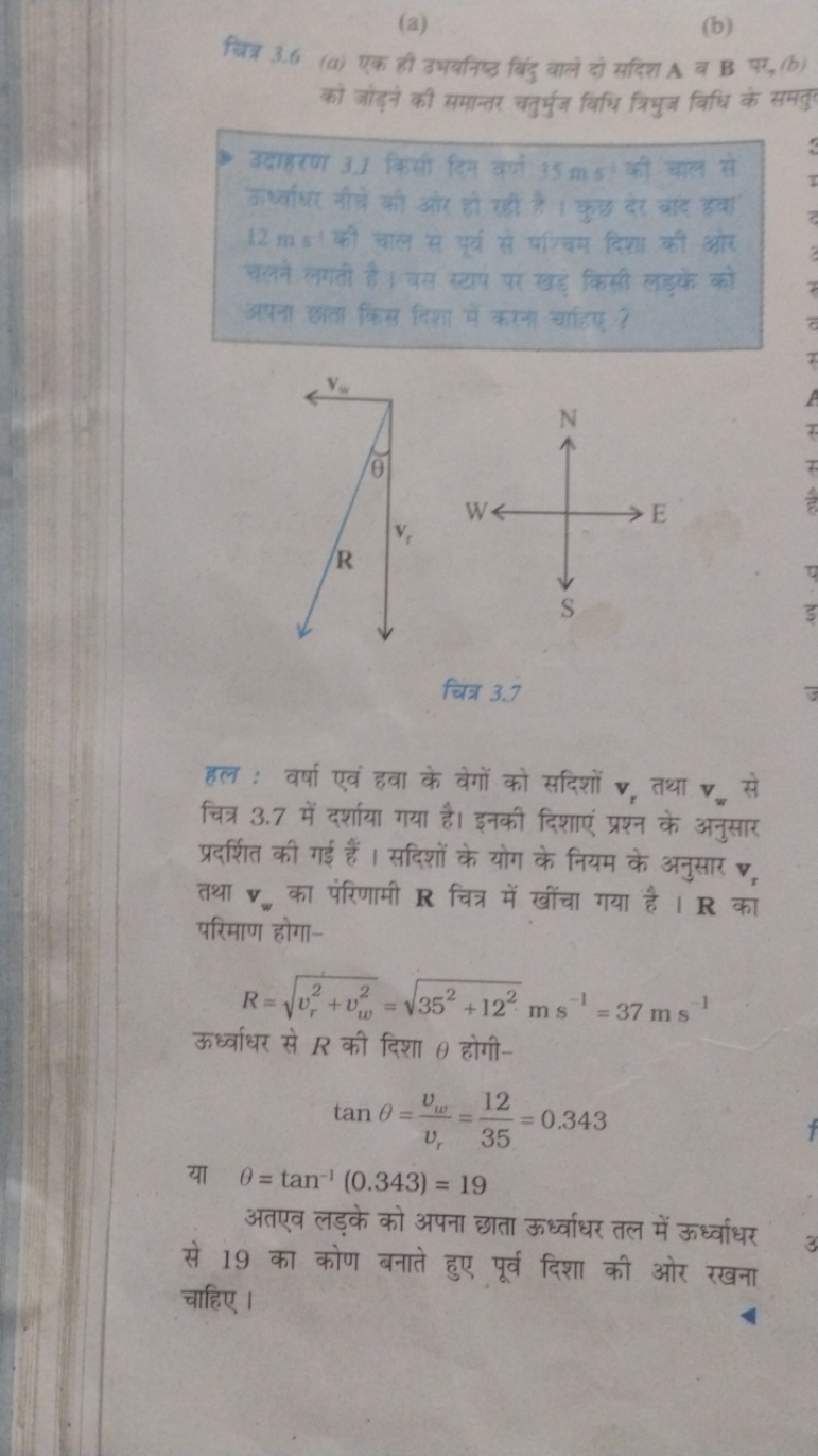 (a)
(b)

जिन्य 3.6 (a) एक हो उभयनिप्ड बिंदु वालें दों सदिश A व B पर, (