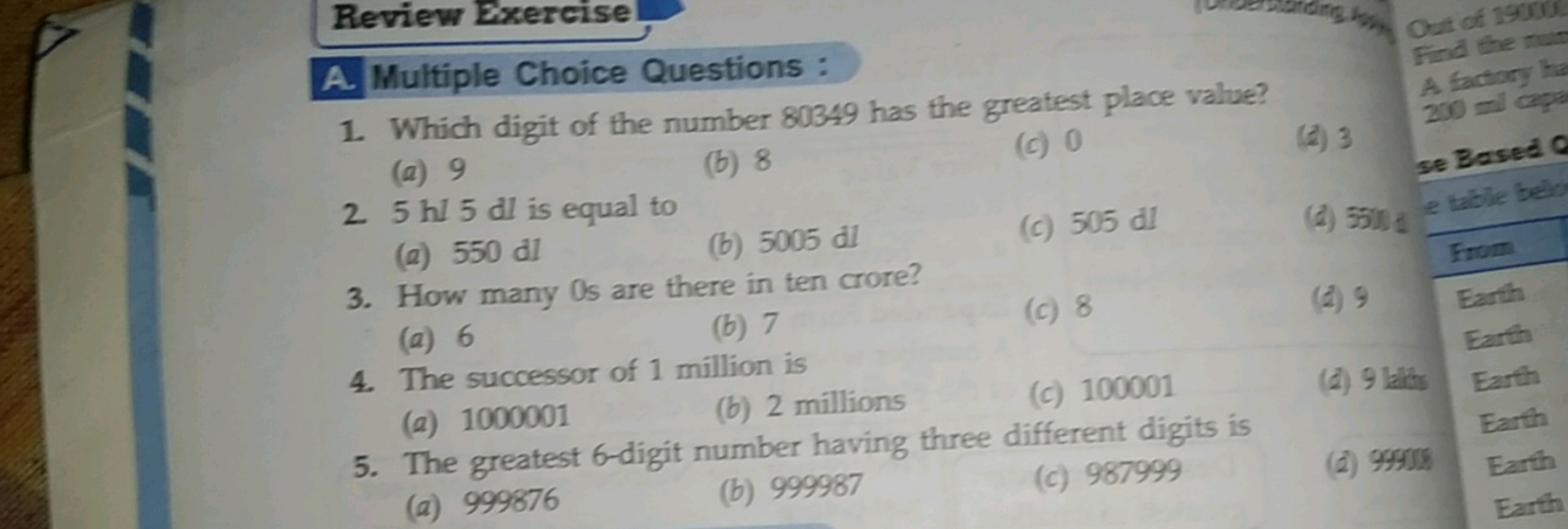 (a) 1000001
Review Exercise
A. Multiple Choice Questions:
1. Which dig