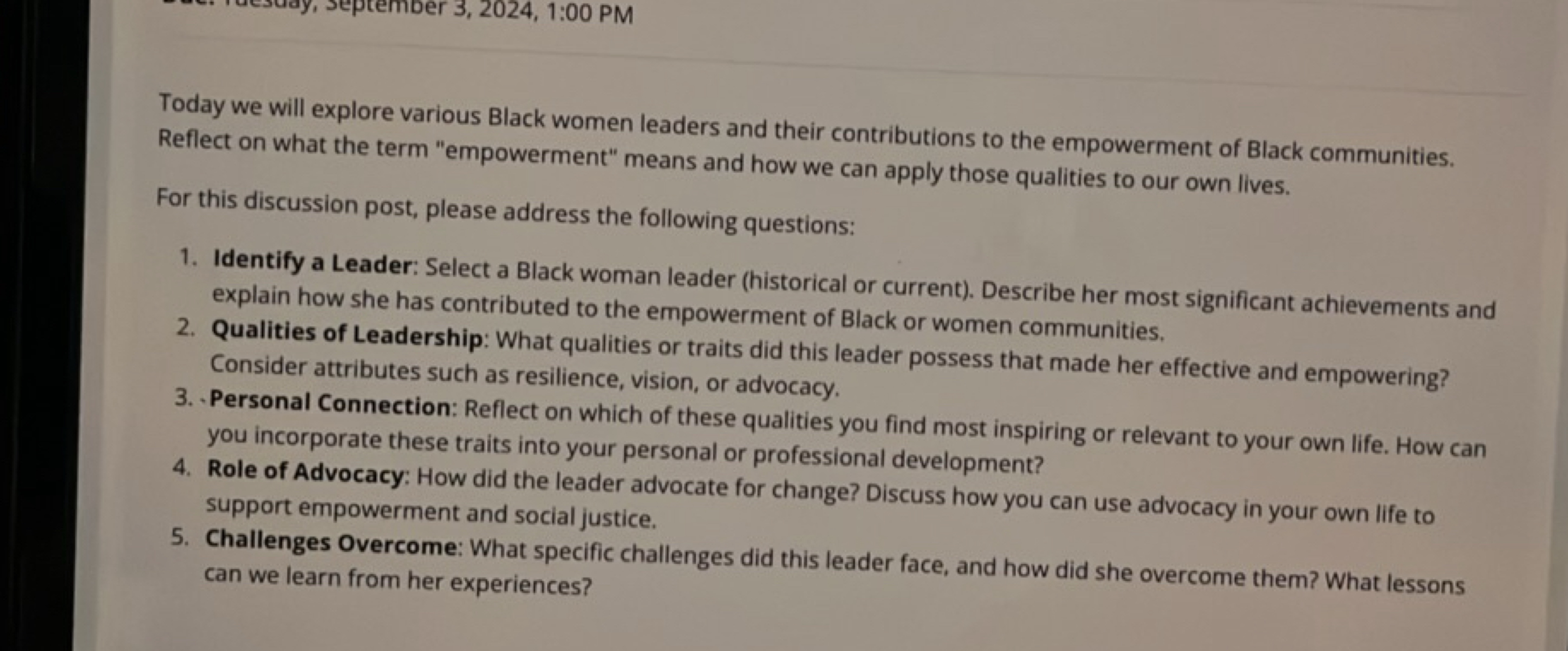 Today we will explore various Black women leaders and their contributi