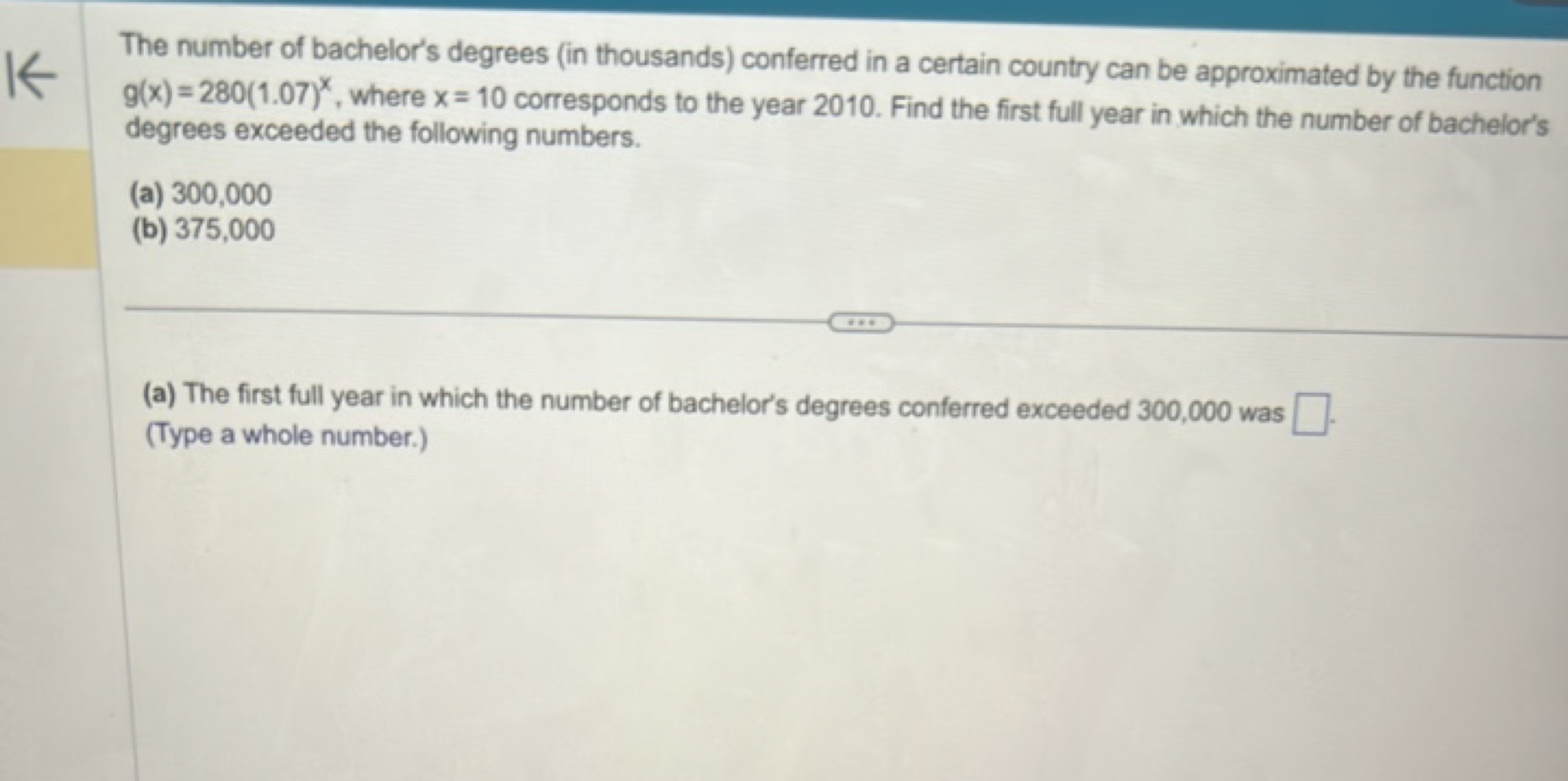 The number of bachelor's degrees (in thousands) conferred in a certain