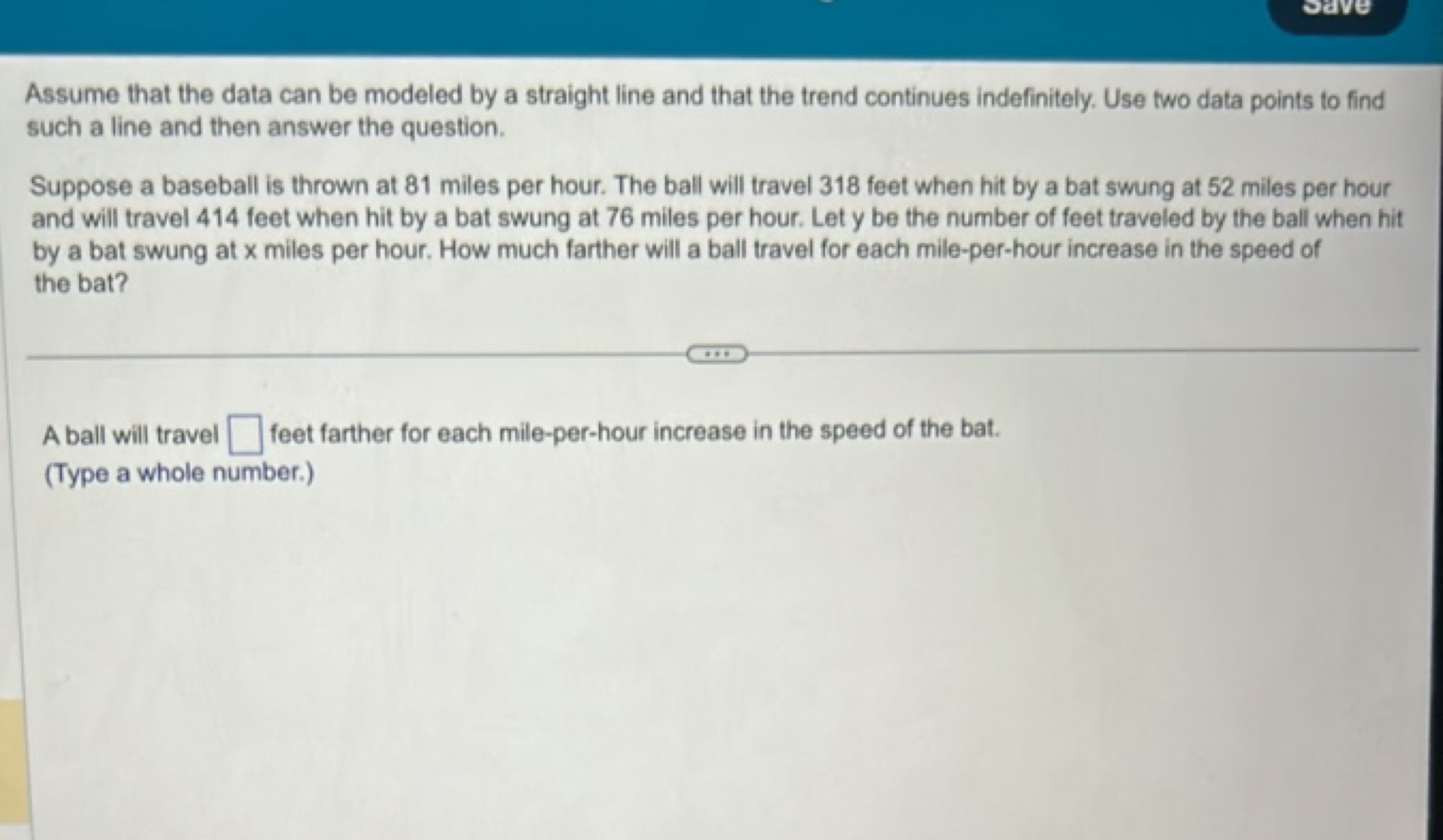 Assume that the data can be modeled by a straight line and that the tr